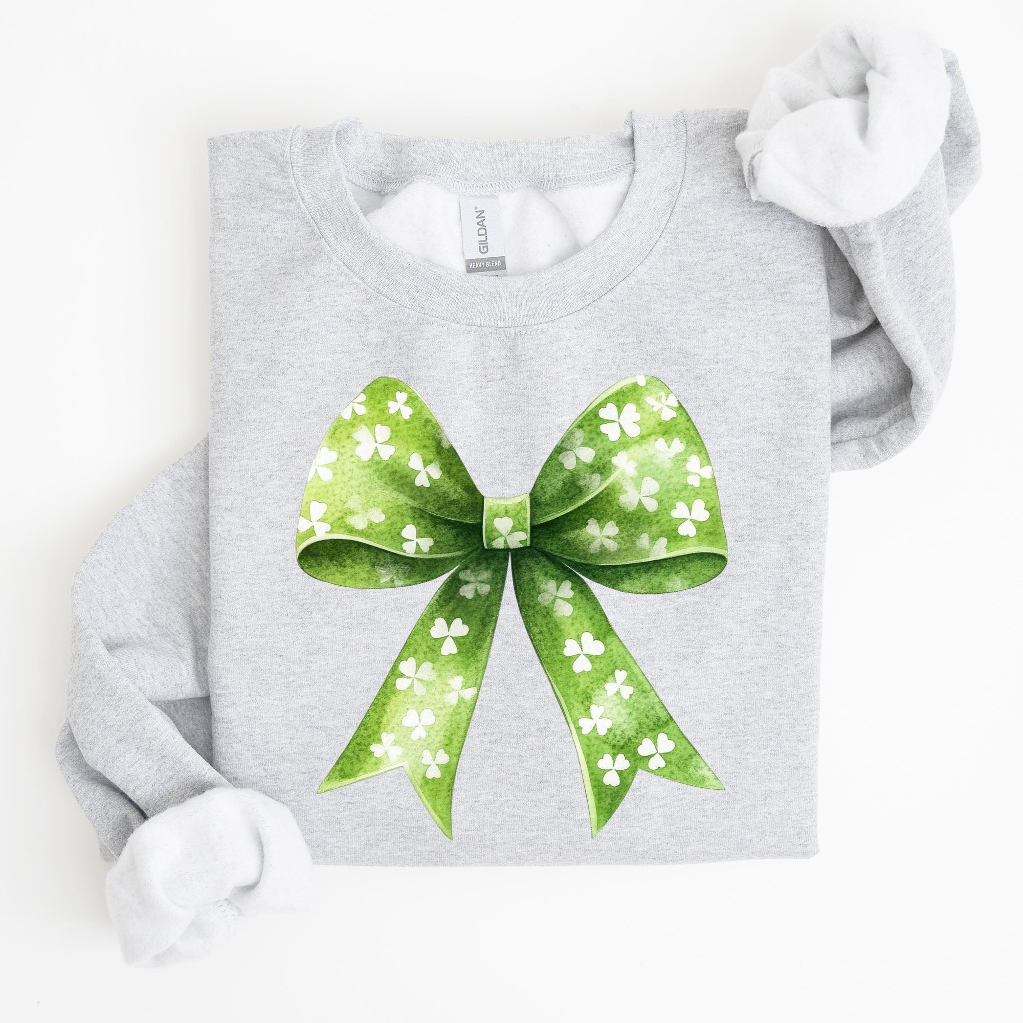 Vintage Coquette Bow Shamrock Clover Lucky Irish Lucky Charm St Patrick's Day Sweatshirt