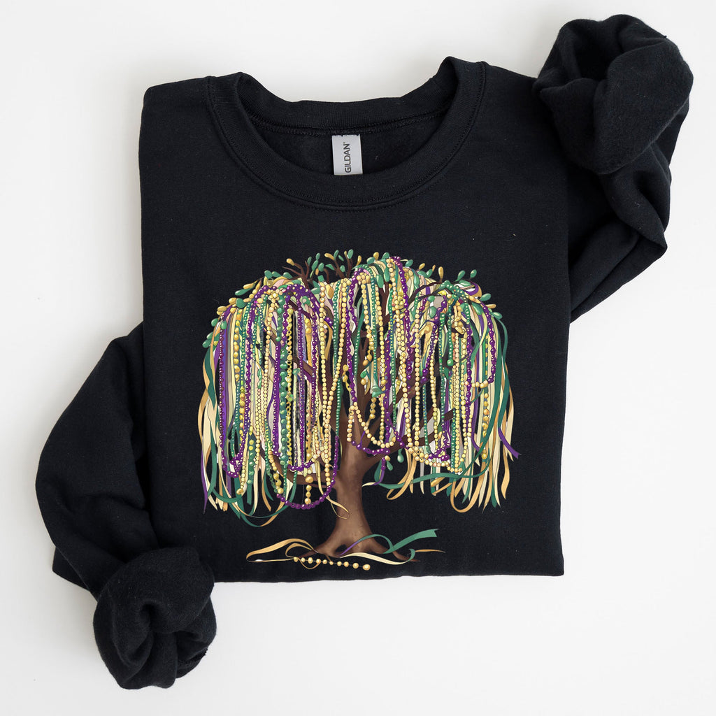 Bead Tree Mardi Gras Coquette Carnival Fleur de Lis Fat Tuesday Parade Sweatshirt