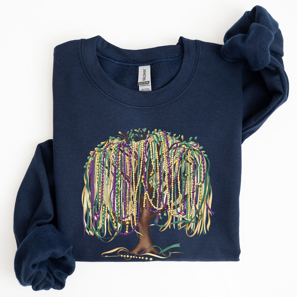 Bead Tree Mardi Gras Coquette Carnival Fleur de Lis Fat Tuesday Parade Sweatshirt