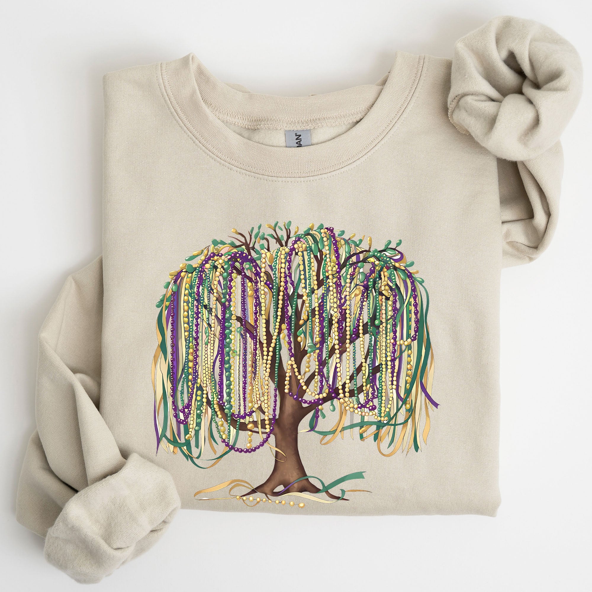 Bead Tree Mardi Gras Coquette Carnival Fleur de Lis Fat Tuesday Parade Sweatshirt