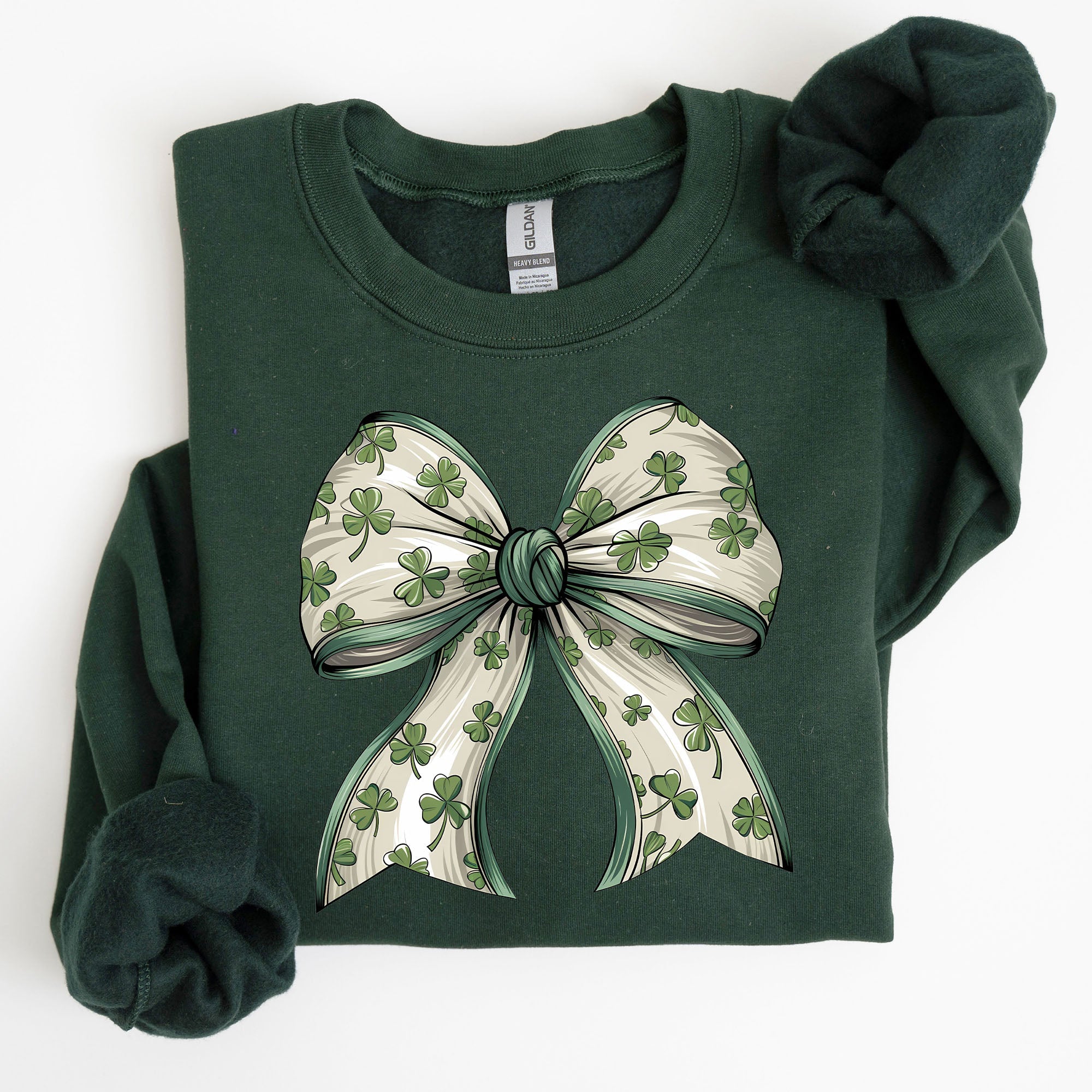 Coquette Lucky Bow Shamrock Clover Irish Lucky Charm St Patrick's Day Sweatshirt