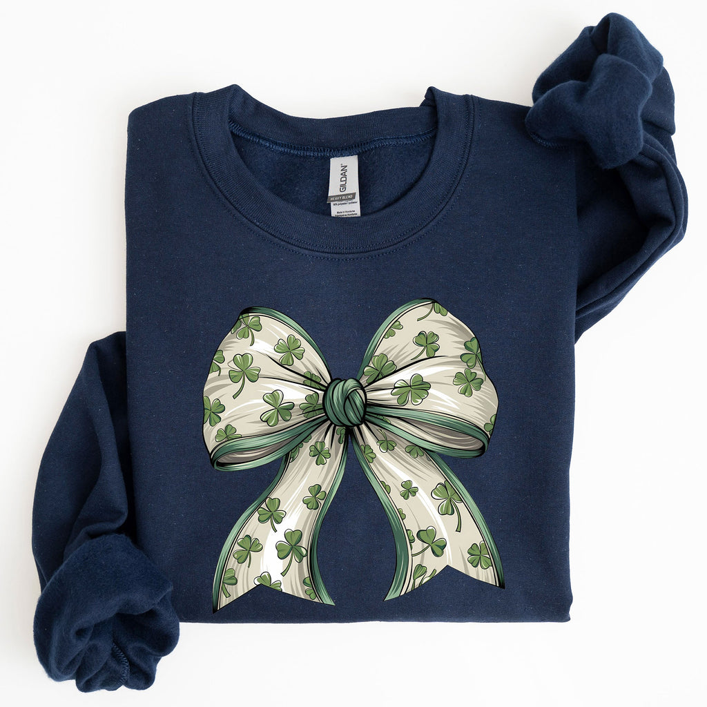Coquette Lucky Bow Shamrock Clover Irish Lucky Charm St Patrick's Day Sweatshirt