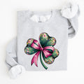 Coquette Disco Ball Bow Shamrock Clover Irish Lucky Lucky Charm St Patrick's Day Sweatshirt