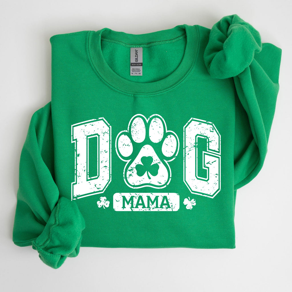 Dog Mama Coquette Bow Shamrock Clover Irish Lucky Lucky Charm St Patrick's Day Sweatshirt