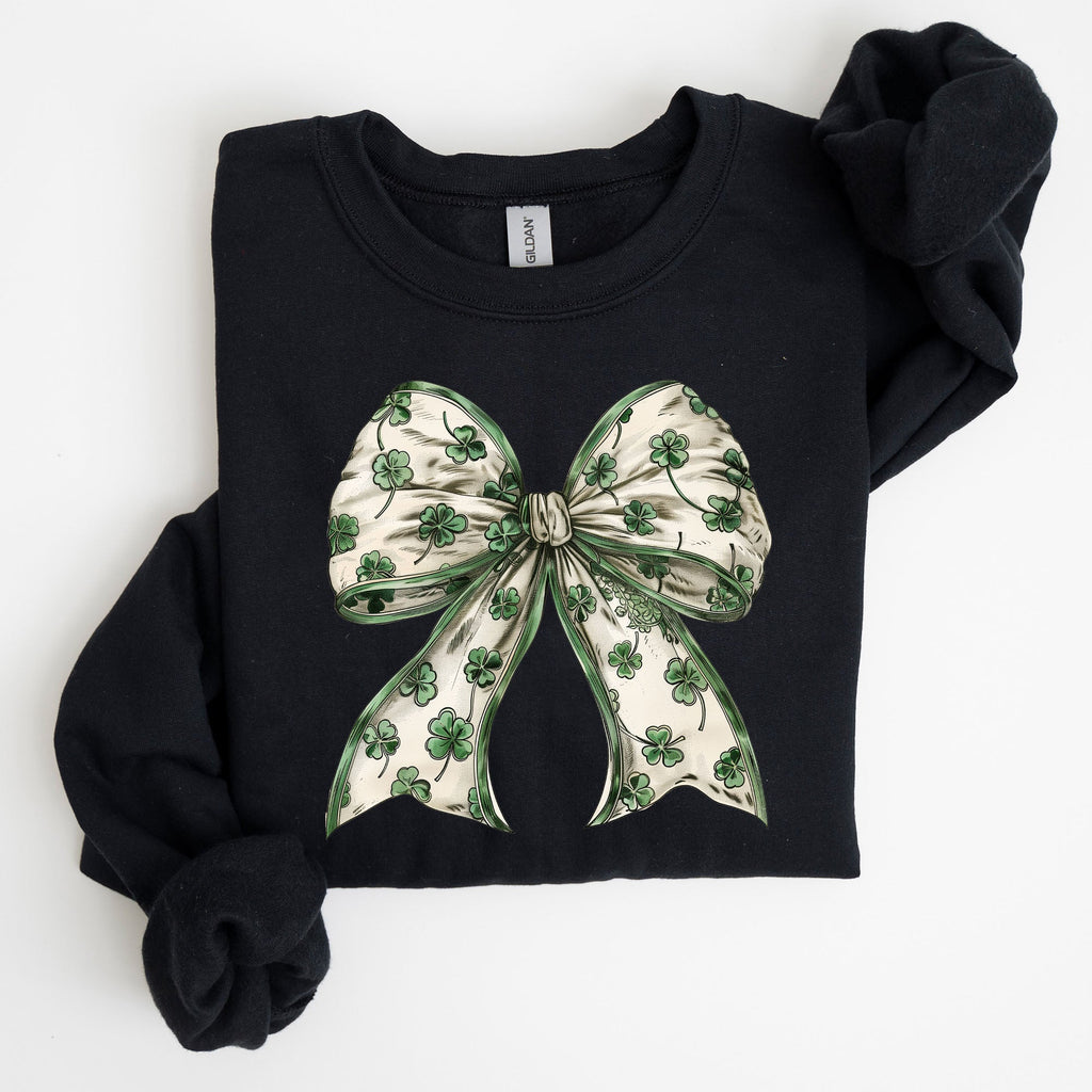 St Paddy's Day Coquette Bow Shamrock Clover Irish Lucky Lucky Charm St Patrick's Day Sweatshirt