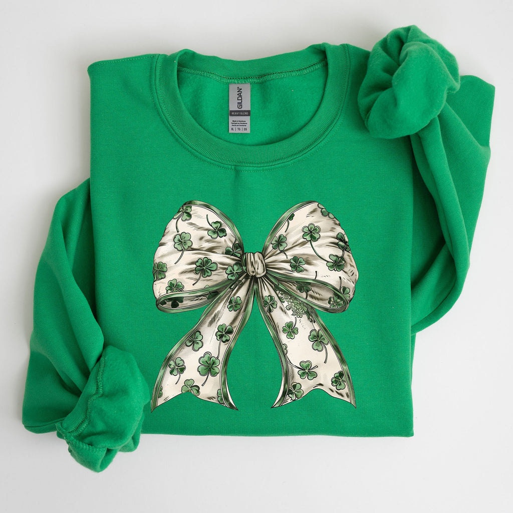 St Paddy's Day Coquette Bow Shamrock Clover Irish Lucky Lucky Charm St Patrick's Day Sweatshirt