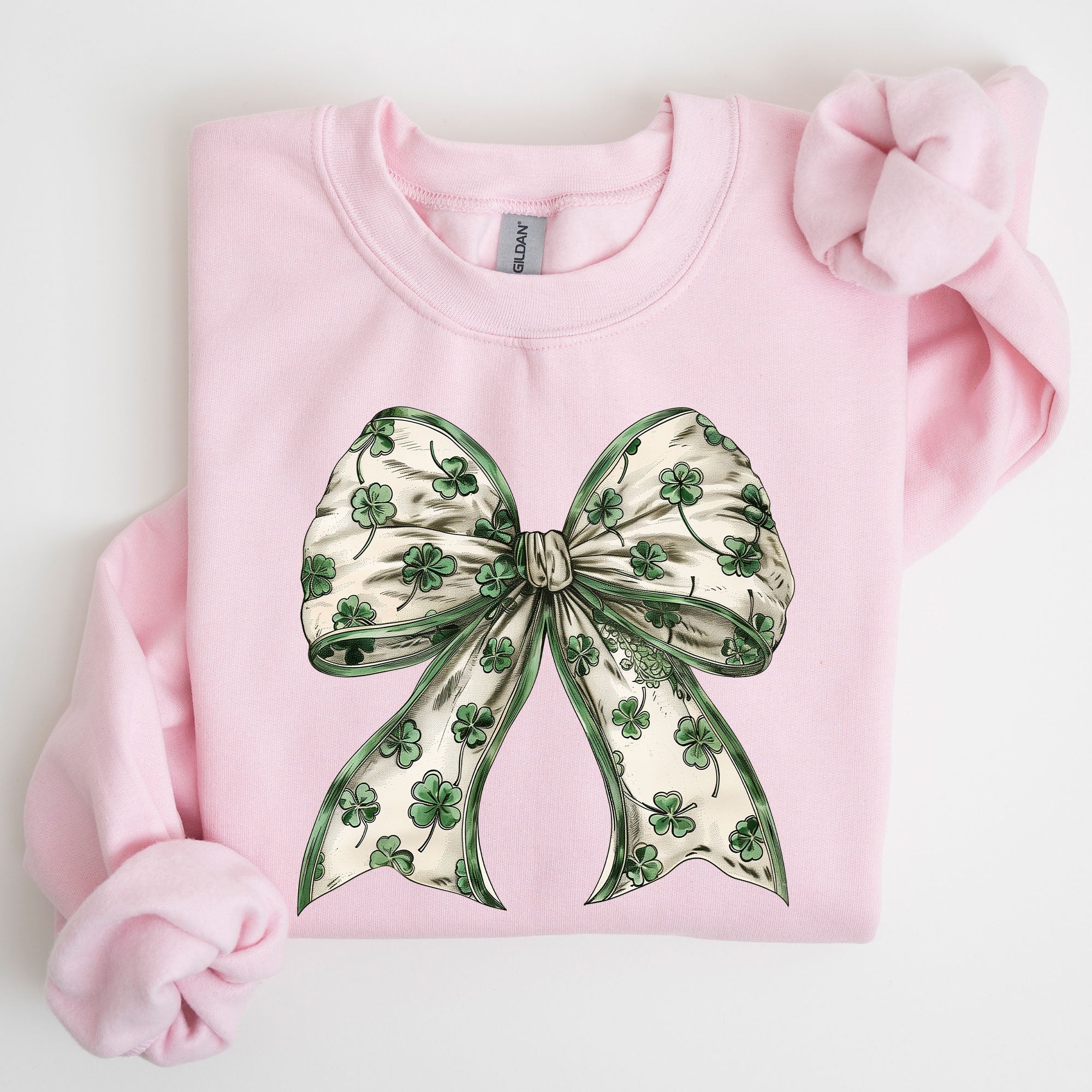 St Paddy's Day Coquette Bow Shamrock Clover Irish Lucky Lucky Charm St Patrick's Day Sweatshirt