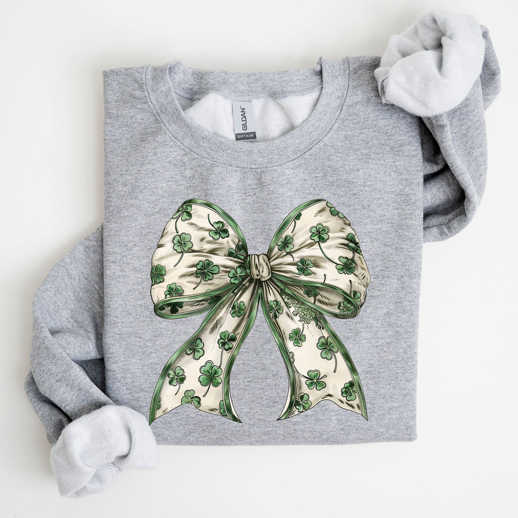 St Paddy's Day Coquette Bow Shamrock Clover Irish Lucky Lucky Charm St Patrick's Day Sweatshirt