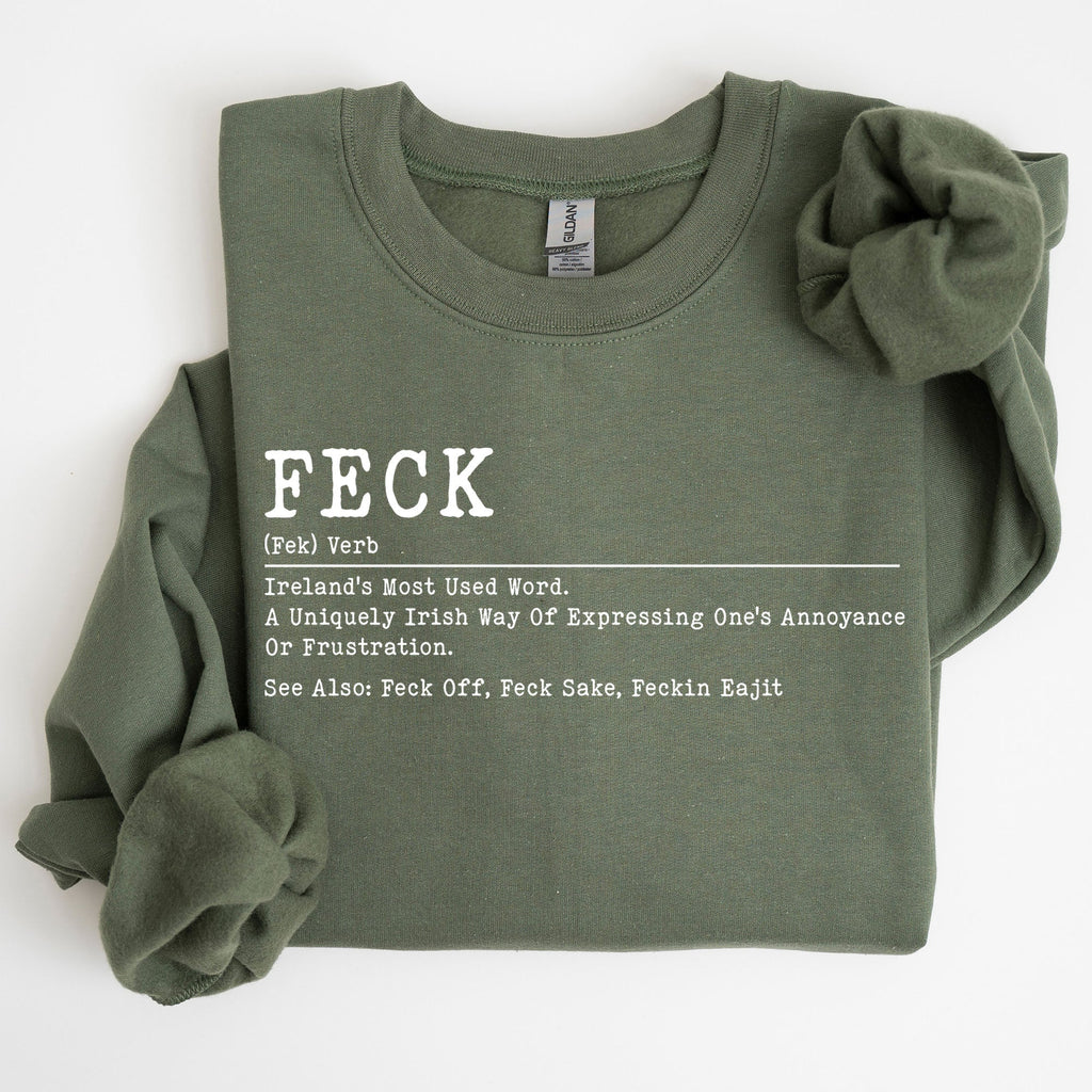 Feck Definition Irish Luck St Patrick's Day Clover Shamrock Lucky Charm Celebration Sweatshirt