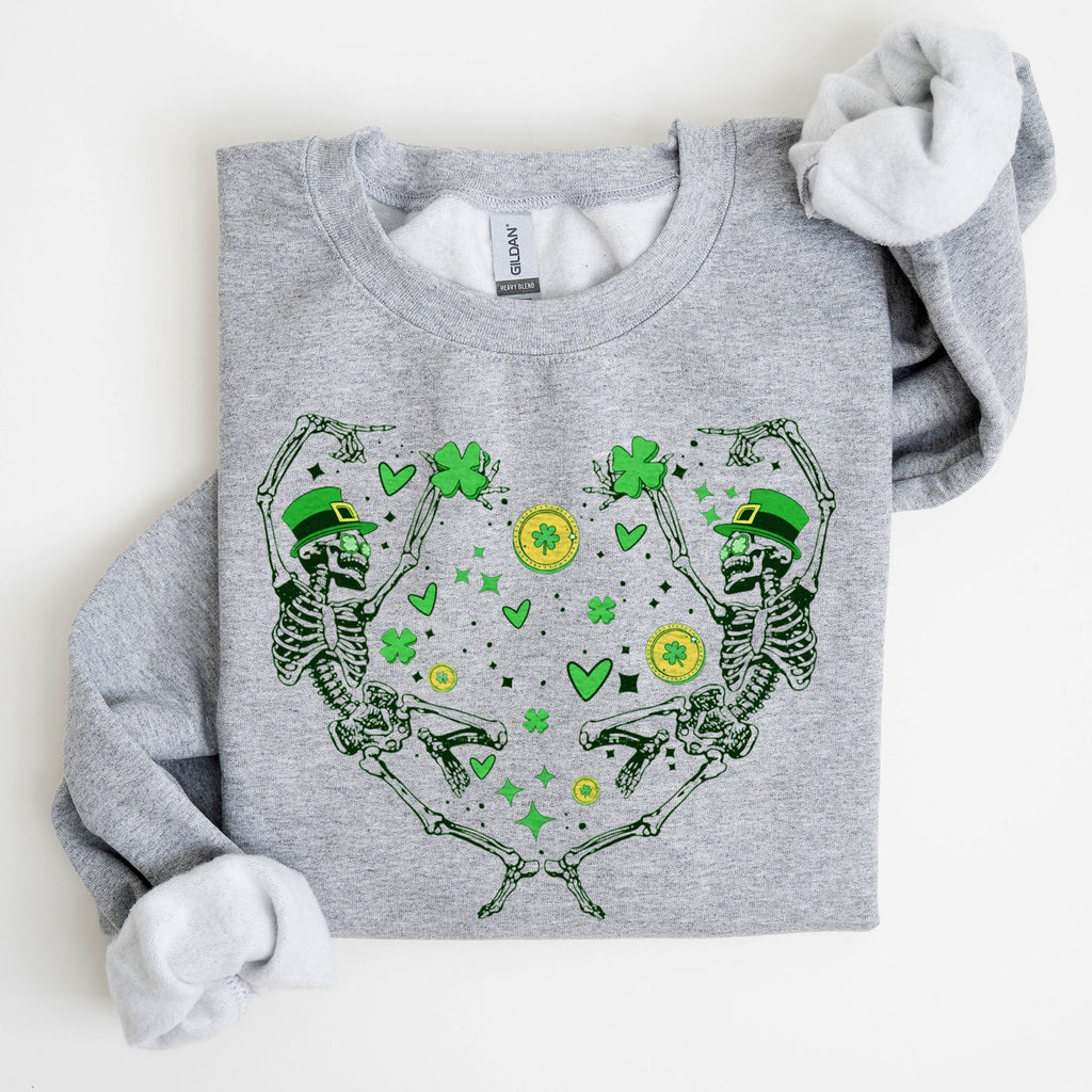 Dancing Skeletons Irish Lucky St Patrick's Day Clover Shamrock Charm Premium Sweatshirt