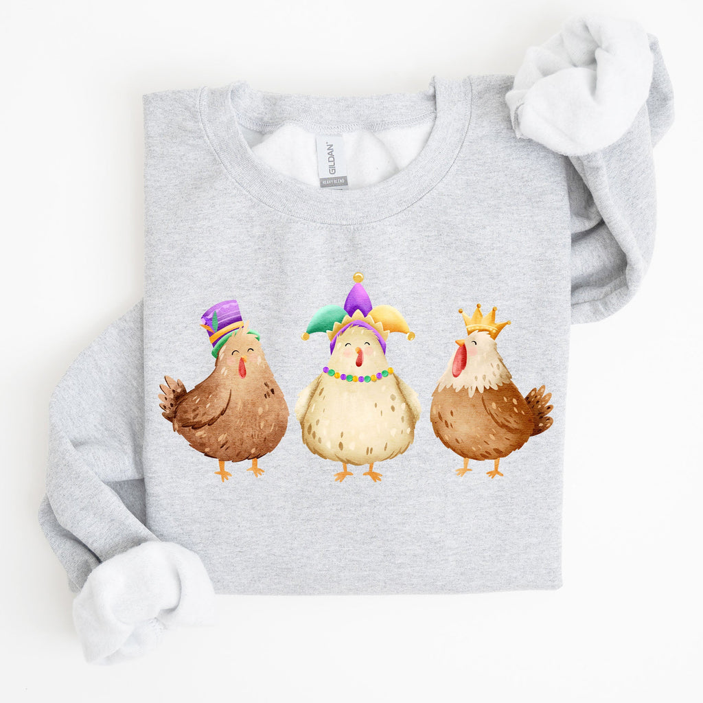 Mardi Gras Chickens Farm Carnival Fleur De Lis Fat Tuesday Parade Festival Sweatshirt