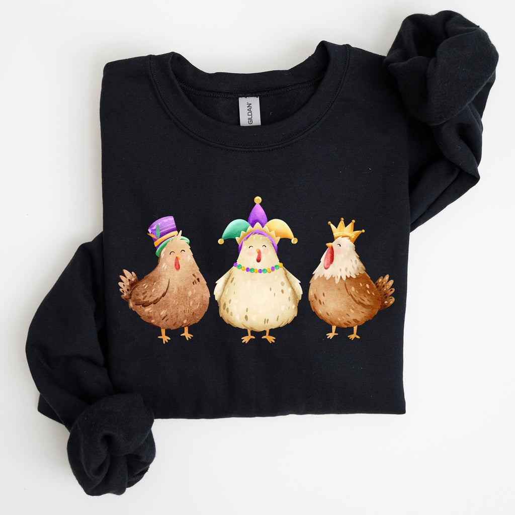 Mardi Gras Chickens Farm Carnival Fleur De Lis Fat Tuesday Parade Festival Sweatshirt