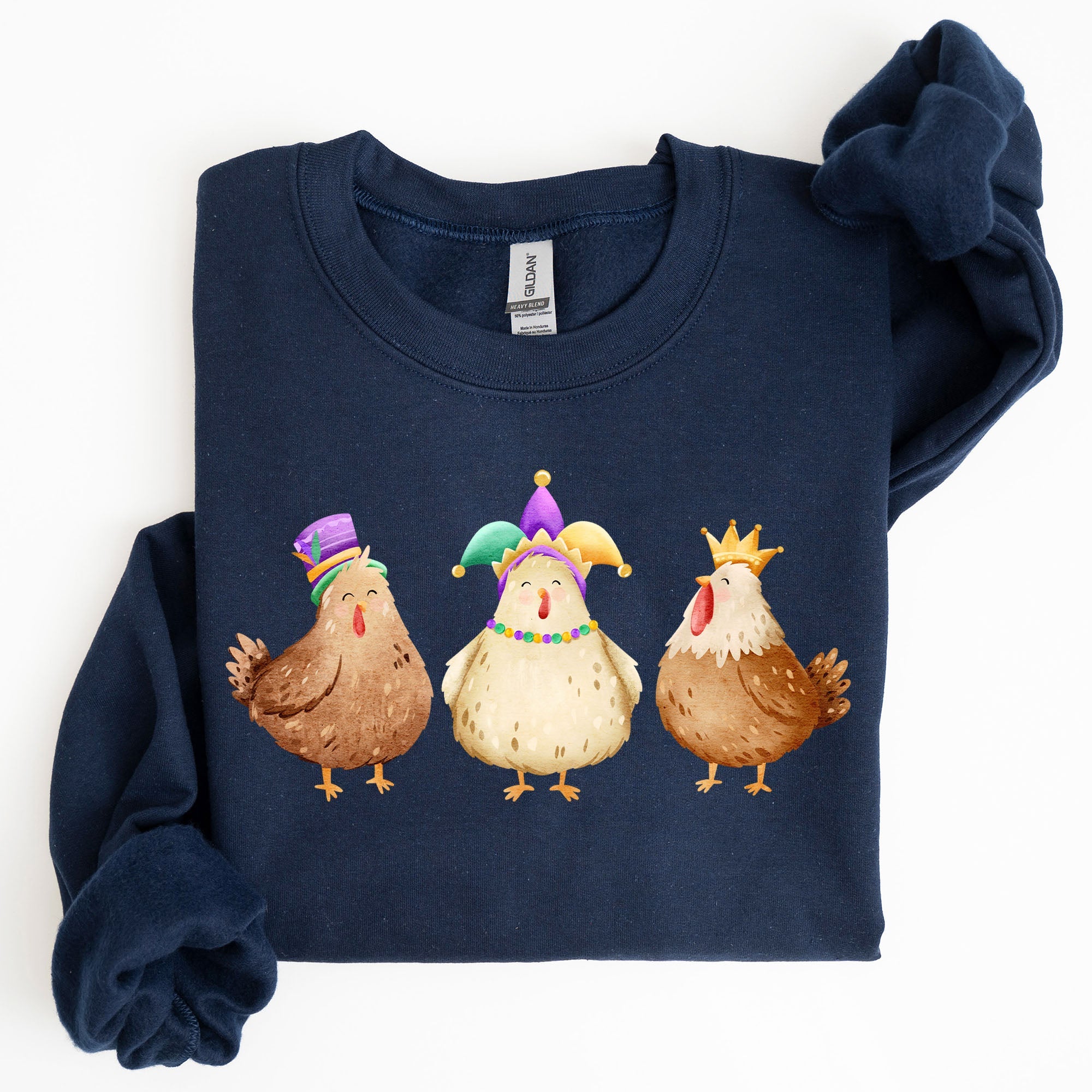 Mardi Gras Chickens Farm Carnival Fleur De Lis Fat Tuesday Parade Festival Sweatshirt
