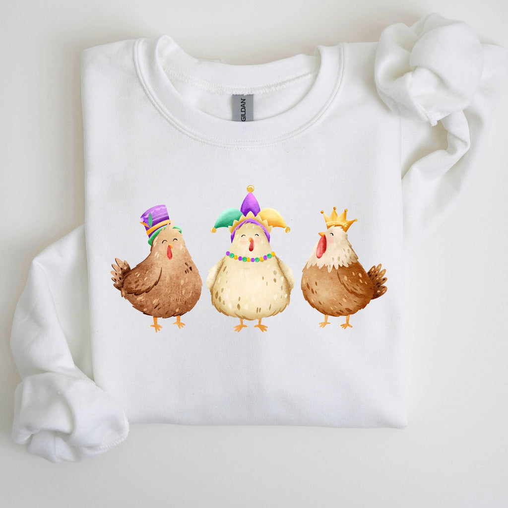 Mardi Gras Chickens Farm Carnival Fleur De Lis Fat Tuesday Parade Festival Sweatshirt