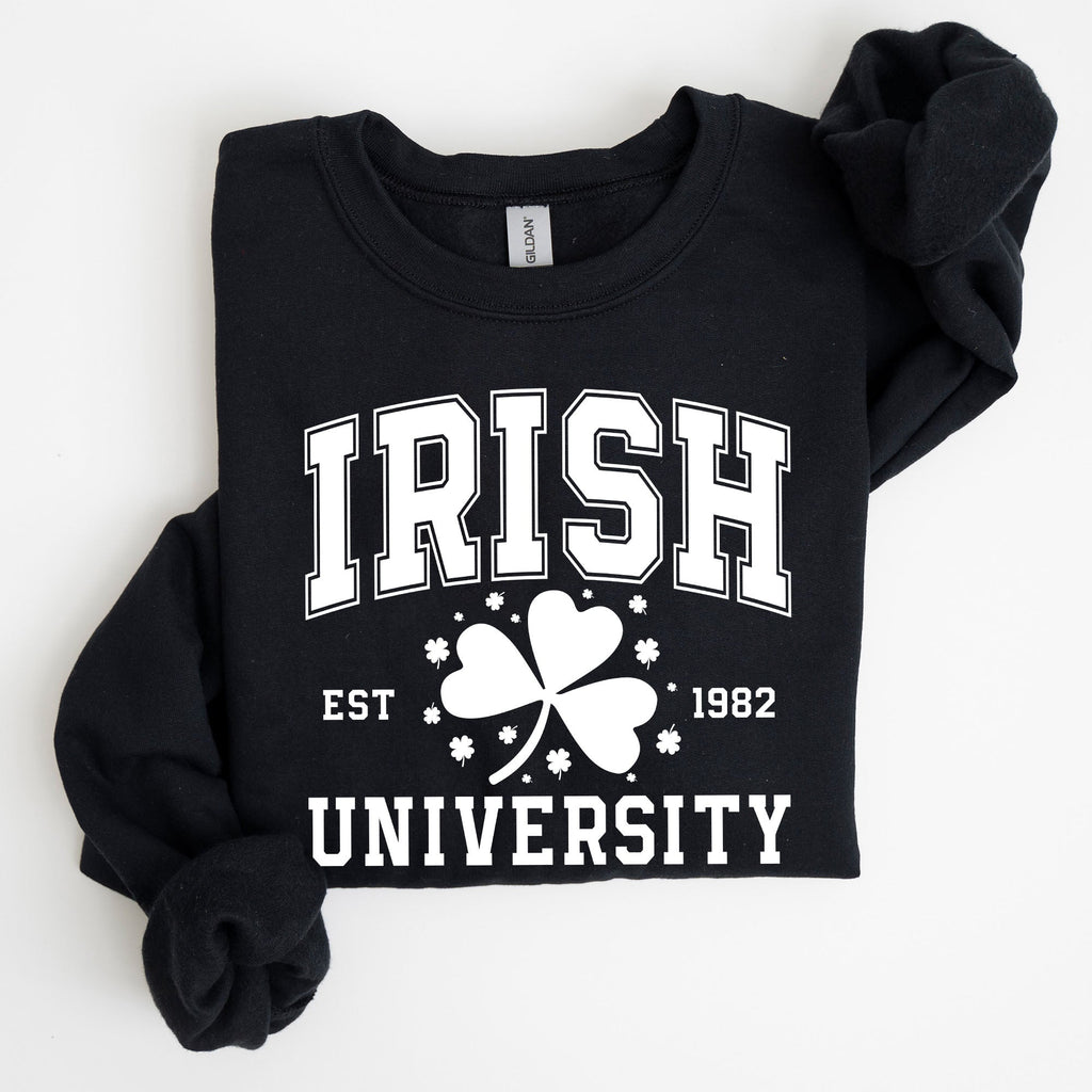 Irish University Lucky Charm St Paddy's Day Coquette Bow Clover Shamrock Sweatshirt