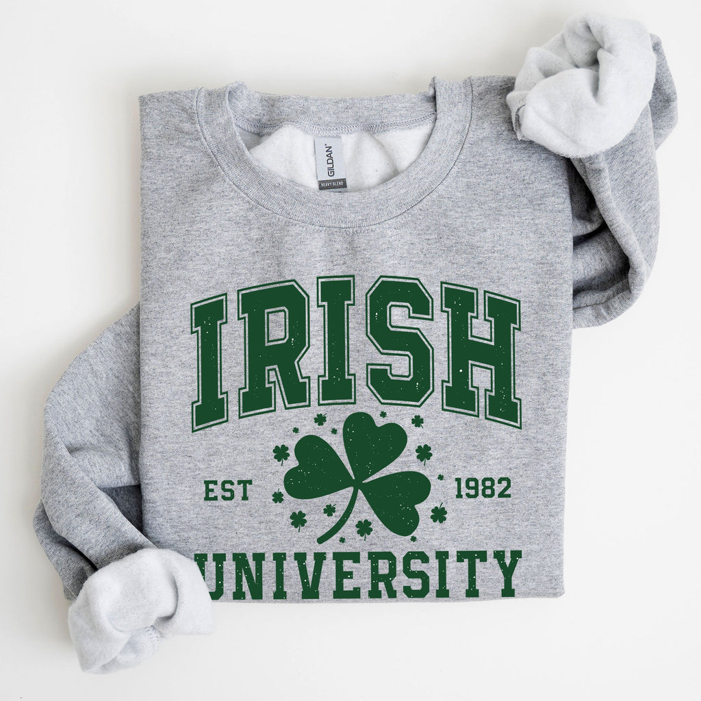 Irish University Lucky Charm St Paddy's Day Coquette Bow Clover Shamrock Sweatshirt