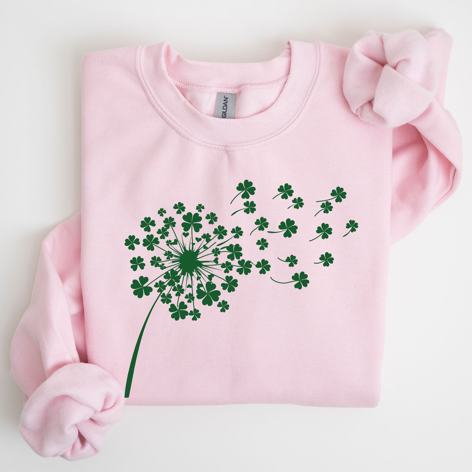 Dandelion St Patrick's Day Coquette Bow Clover Shamrock Lucky Irish Lucky Charm Sweatshirt