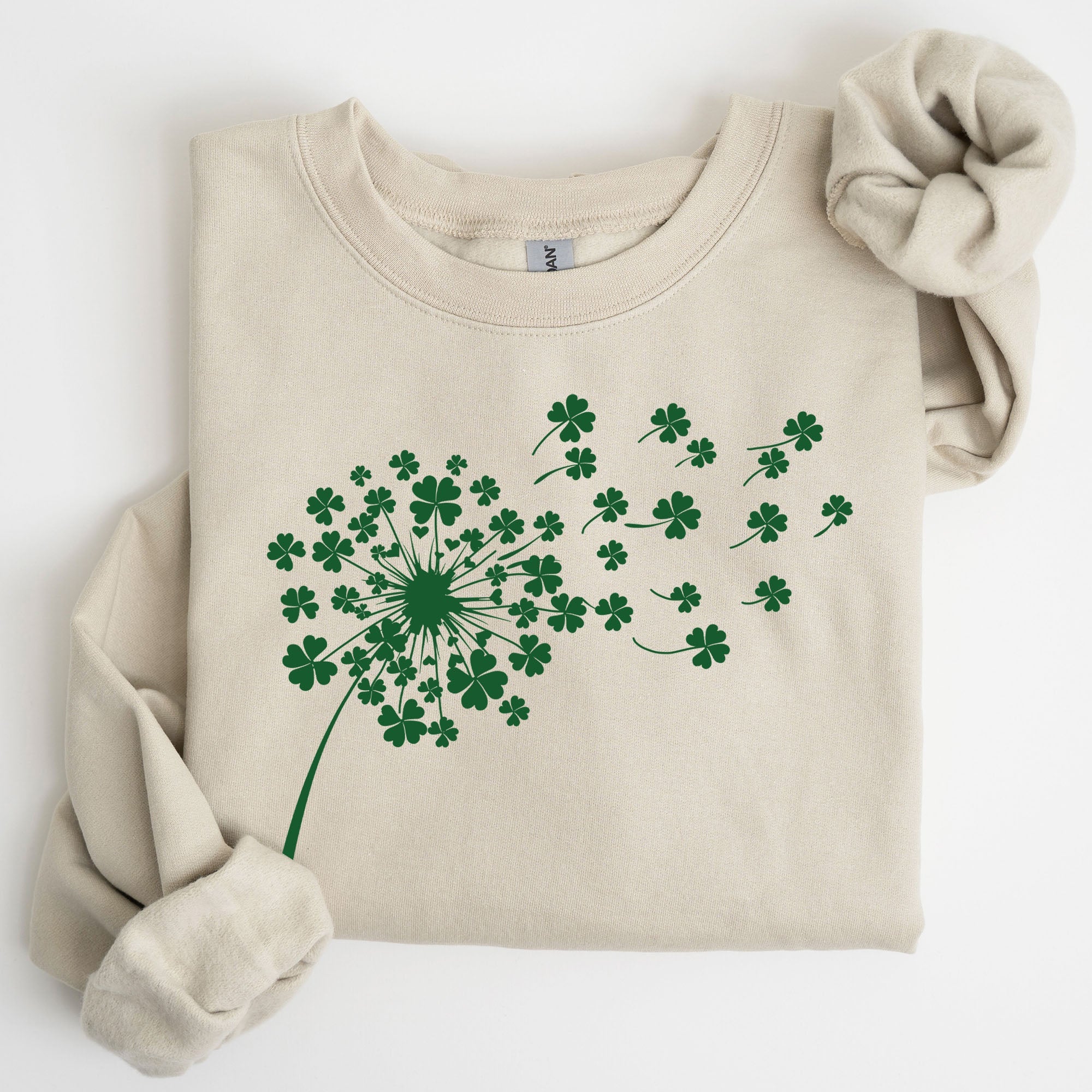 Dandelion St Patrick's Day Coquette Bow Clover Shamrock Lucky Irish Lucky Charm Sweatshirt
