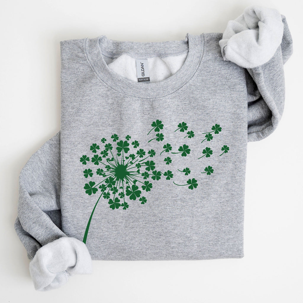 Dandelion St Patrick's Day Coquette Bow Clover Shamrock Lucky Irish Lucky Charm Sweatshirt