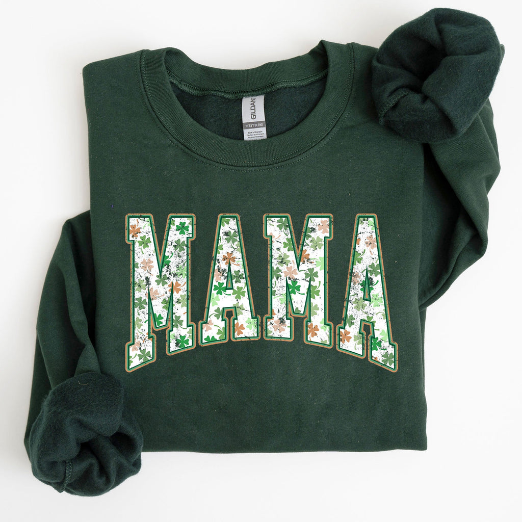 Mama Retro Cozy St. Paddy's Day Clover Shamrock Lucky Irish Lucky Charm Sweatshirt