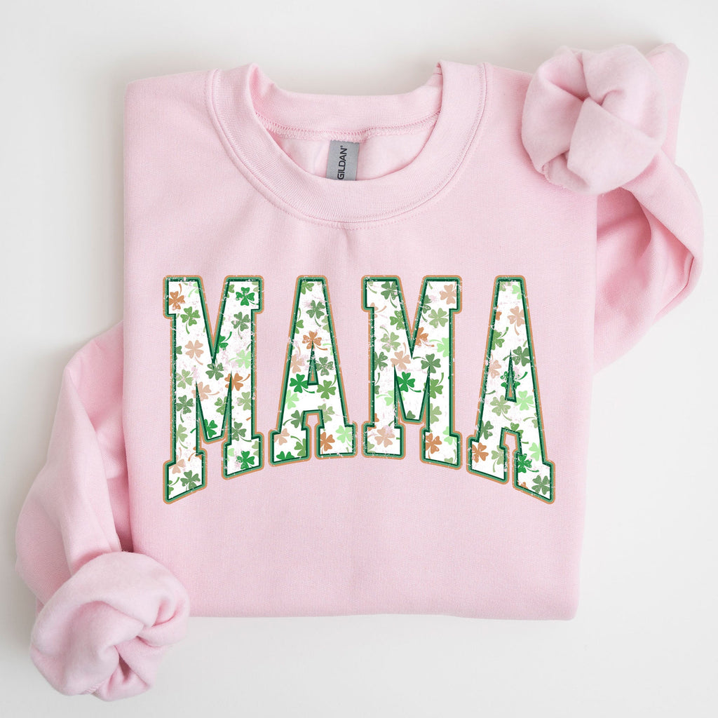 Mama Retro Cozy St. Paddy's Day Clover Shamrock Lucky Irish Lucky Charm Sweatshirt