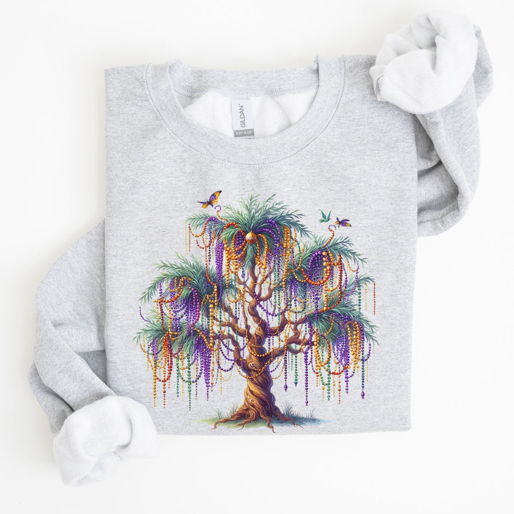 Mardi Gras Tree Beads Coquette Carnival Fleur De Lis Fat Tuesday Parade Sweatshirt