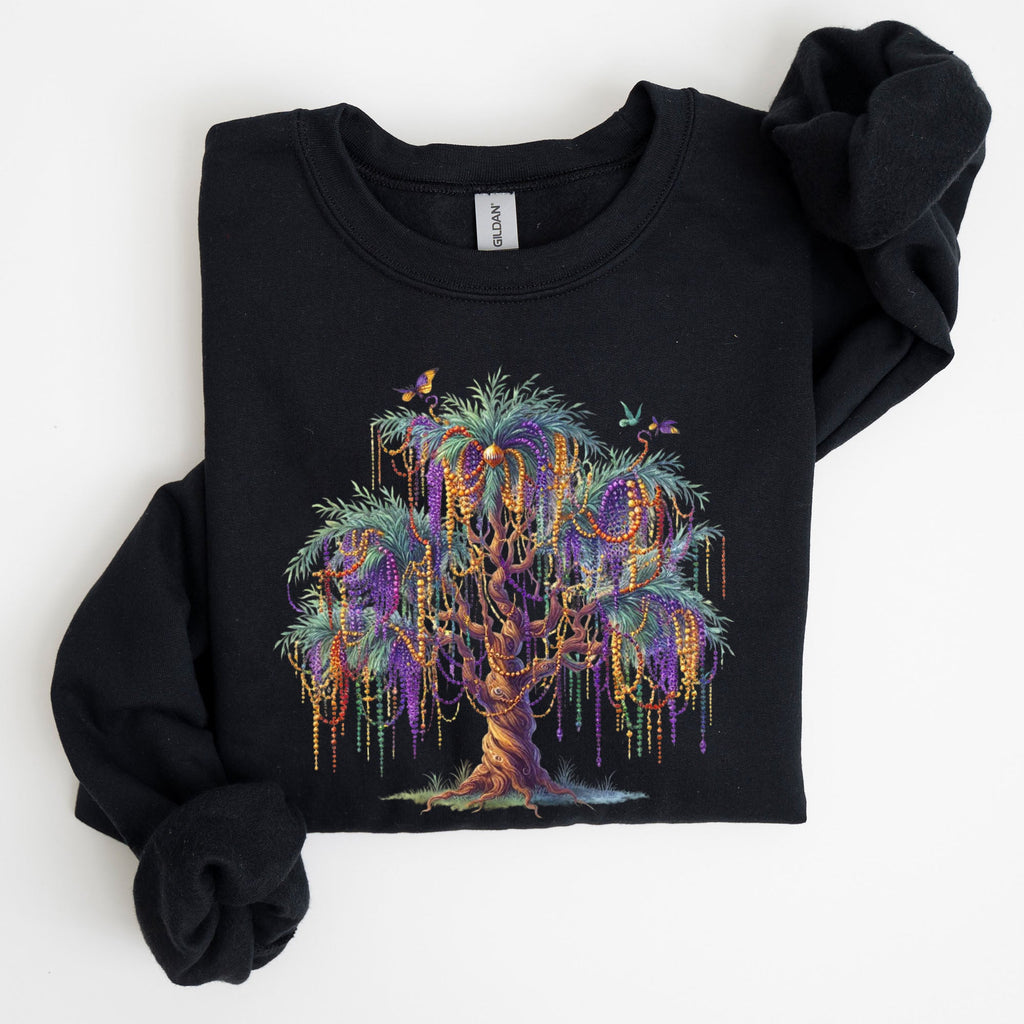 Mardi Gras Tree Beads Coquette Carnival Fleur De Lis Fat Tuesday Parade Sweatshirt