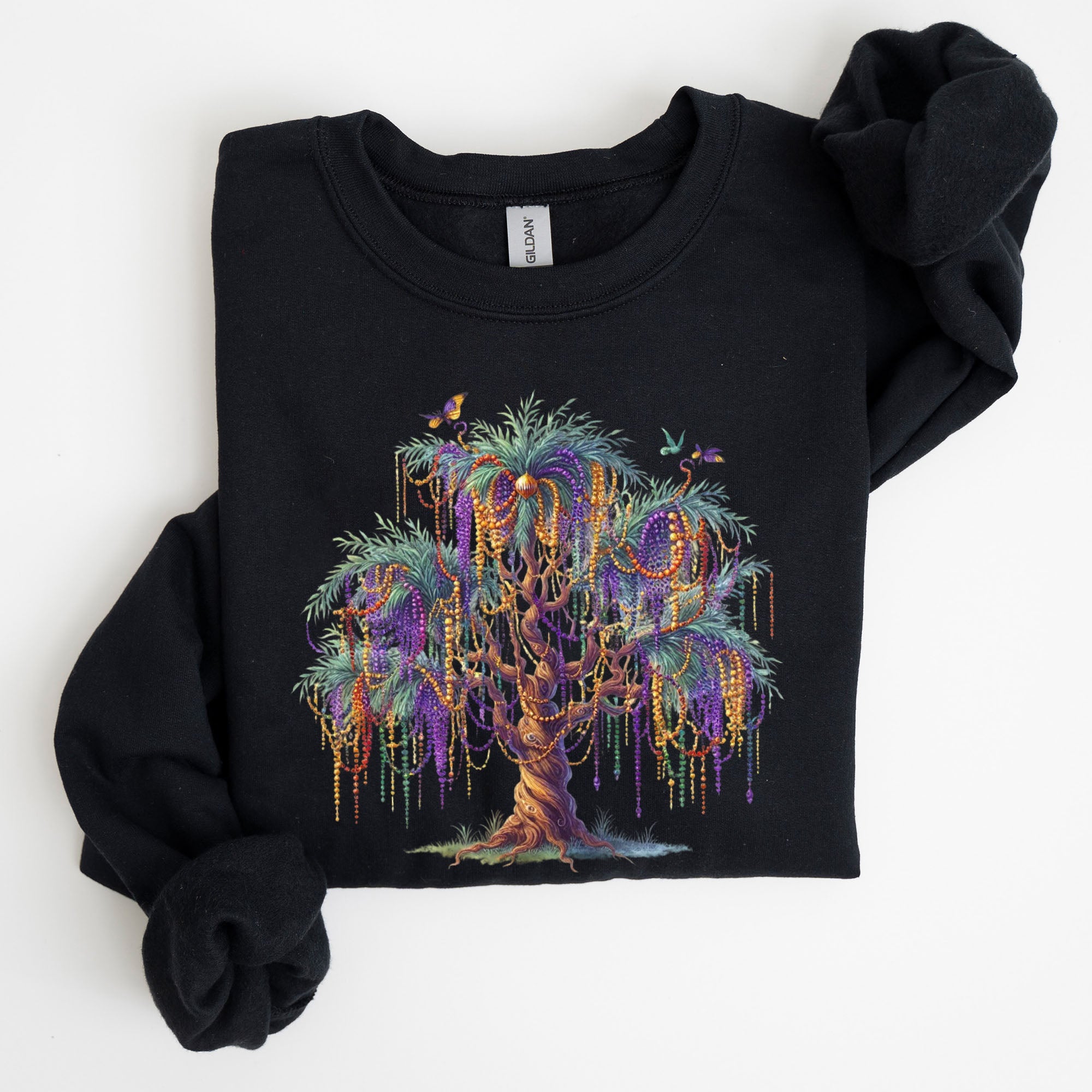 Mardi Gras Tree Beads Coquette Carnival Fleur De Lis Fat Tuesday Parade Sweatshirt