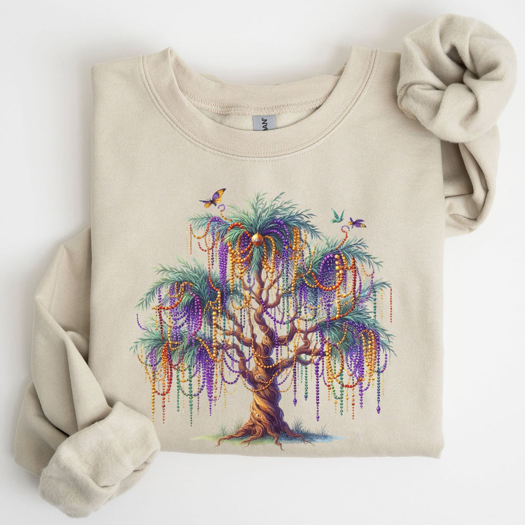 Mardi Gras Tree Beads Coquette Carnival Fleur De Lis Fat Tuesday Parade Sweatshirt