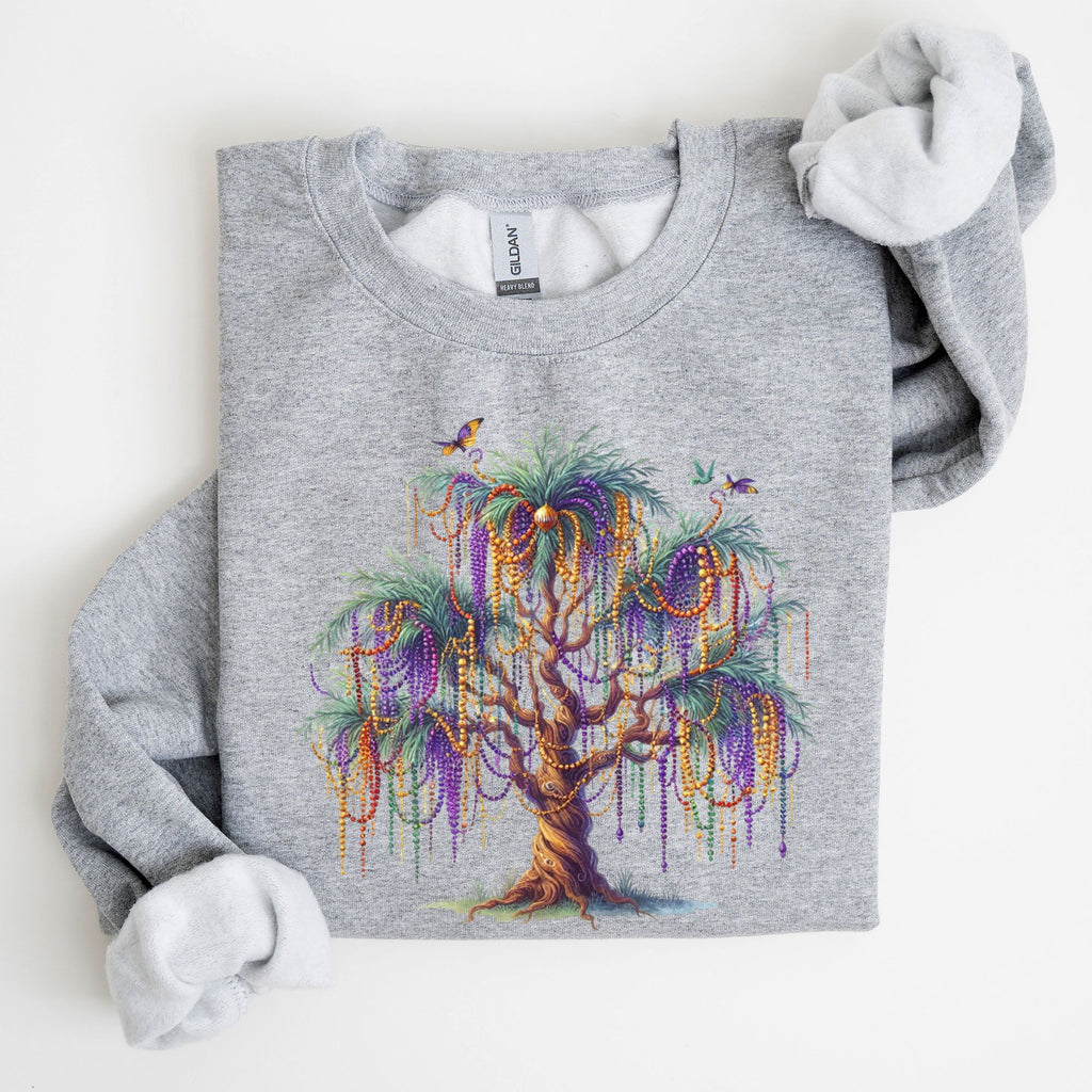 Mardi Gras Tree Beads Coquette Carnival Fleur De Lis Fat Tuesday Parade Sweatshirt
