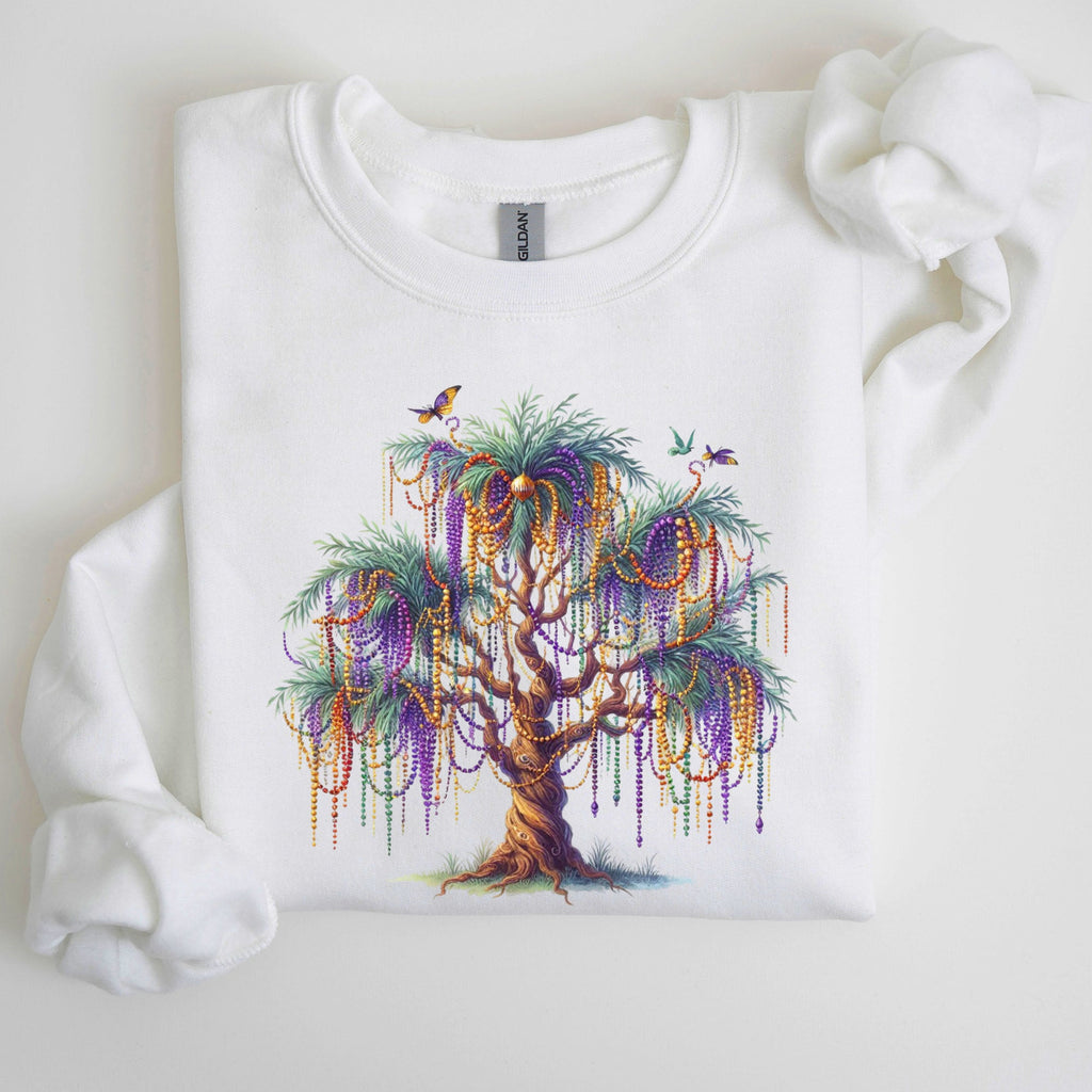 Mardi Gras Tree Beads Coquette Carnival Fleur De Lis Fat Tuesday Parade Sweatshirt