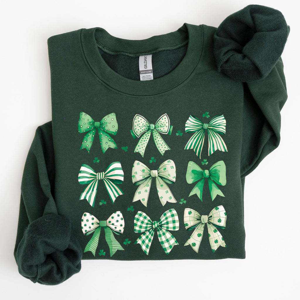 St. Paddy's Day Coquette Clover Shamrock Bow Lucky Charm Irish Festive Sweatshirt
