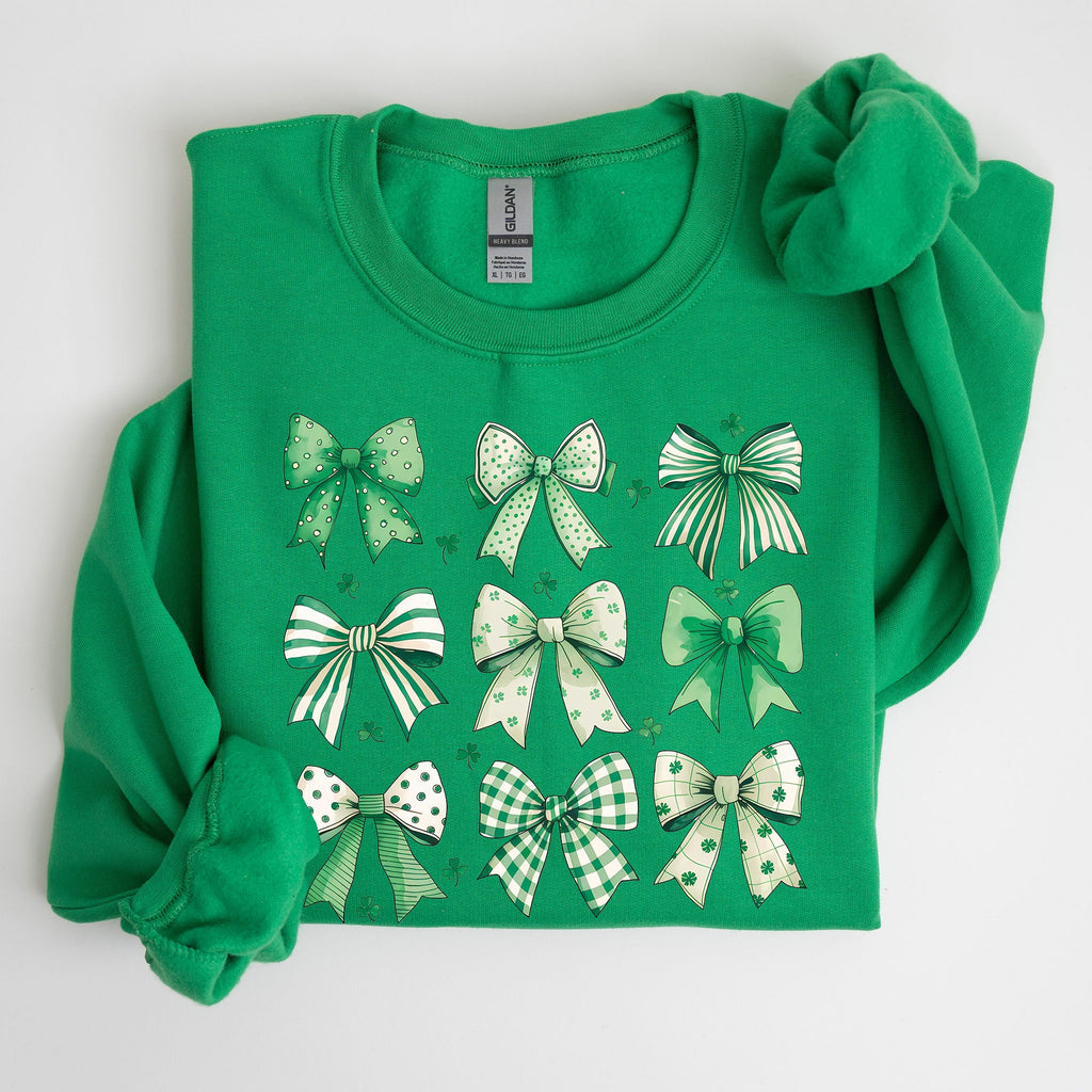 St. Paddy's Day Coquette Clover Shamrock Bow Lucky Charm Irish Festive Sweatshirt
