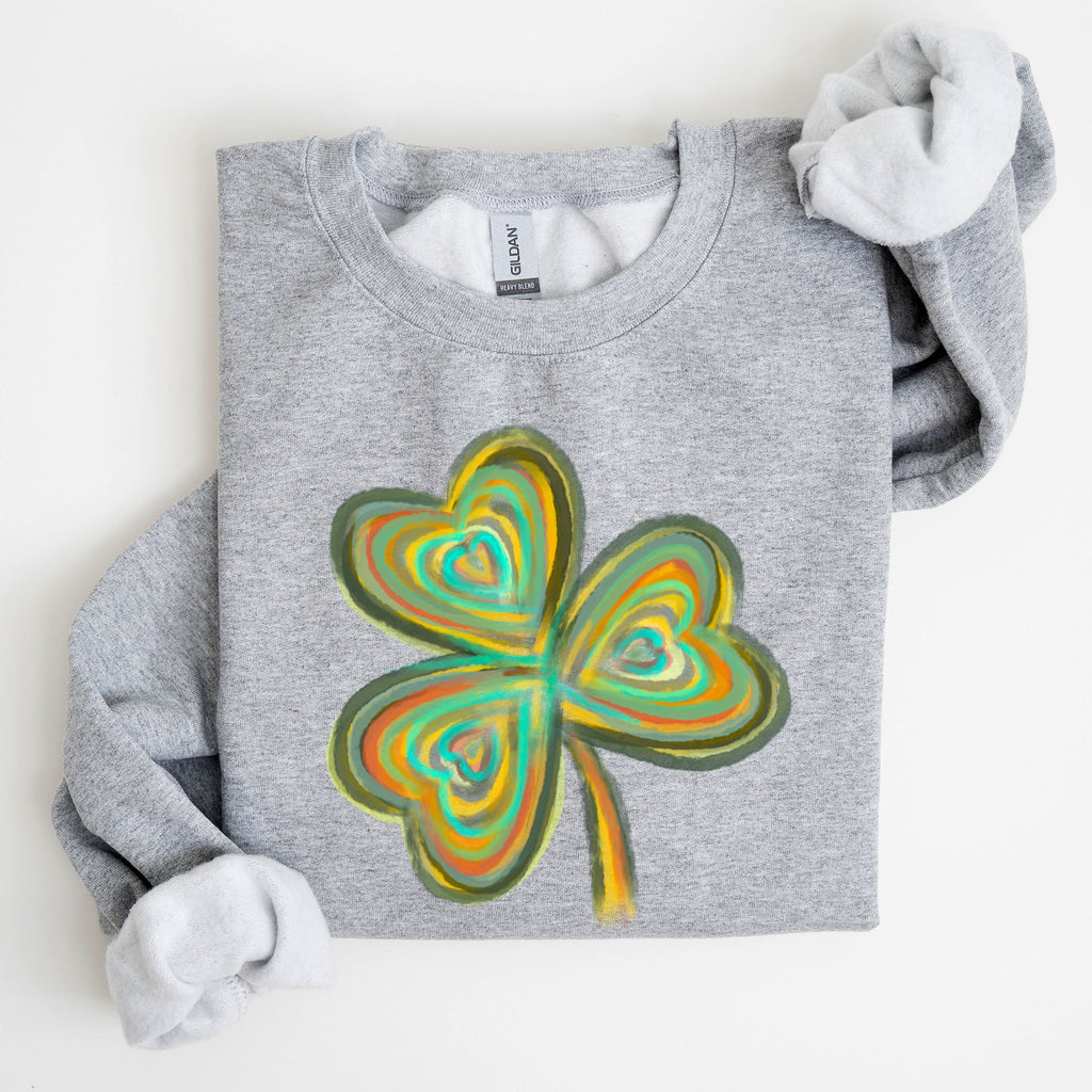 Pastel Shamrock Clover Lucky Irish Lucky Charm Retro St Patrick's Day Sweatshirt