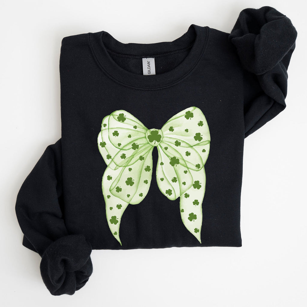 Green Coquette Bow Lucky Shamrock Irish Retro St Patrick's Day Celebration Sweatshirt
