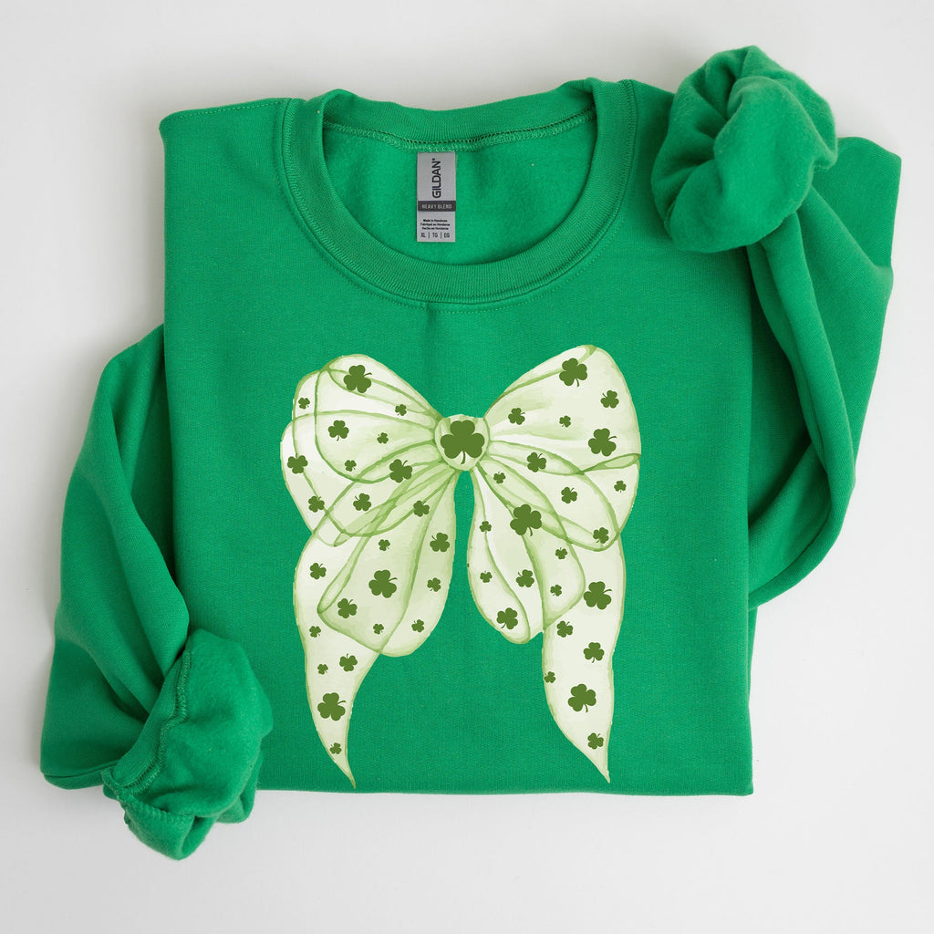 Green Coquette Bow Lucky Shamrock Irish Retro St Patrick's Day Celebration Sweatshirt
