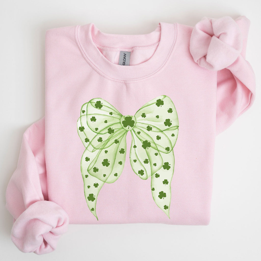 Green Coquette Bow Lucky Shamrock Irish Retro St Patrick's Day Celebration Sweatshirt