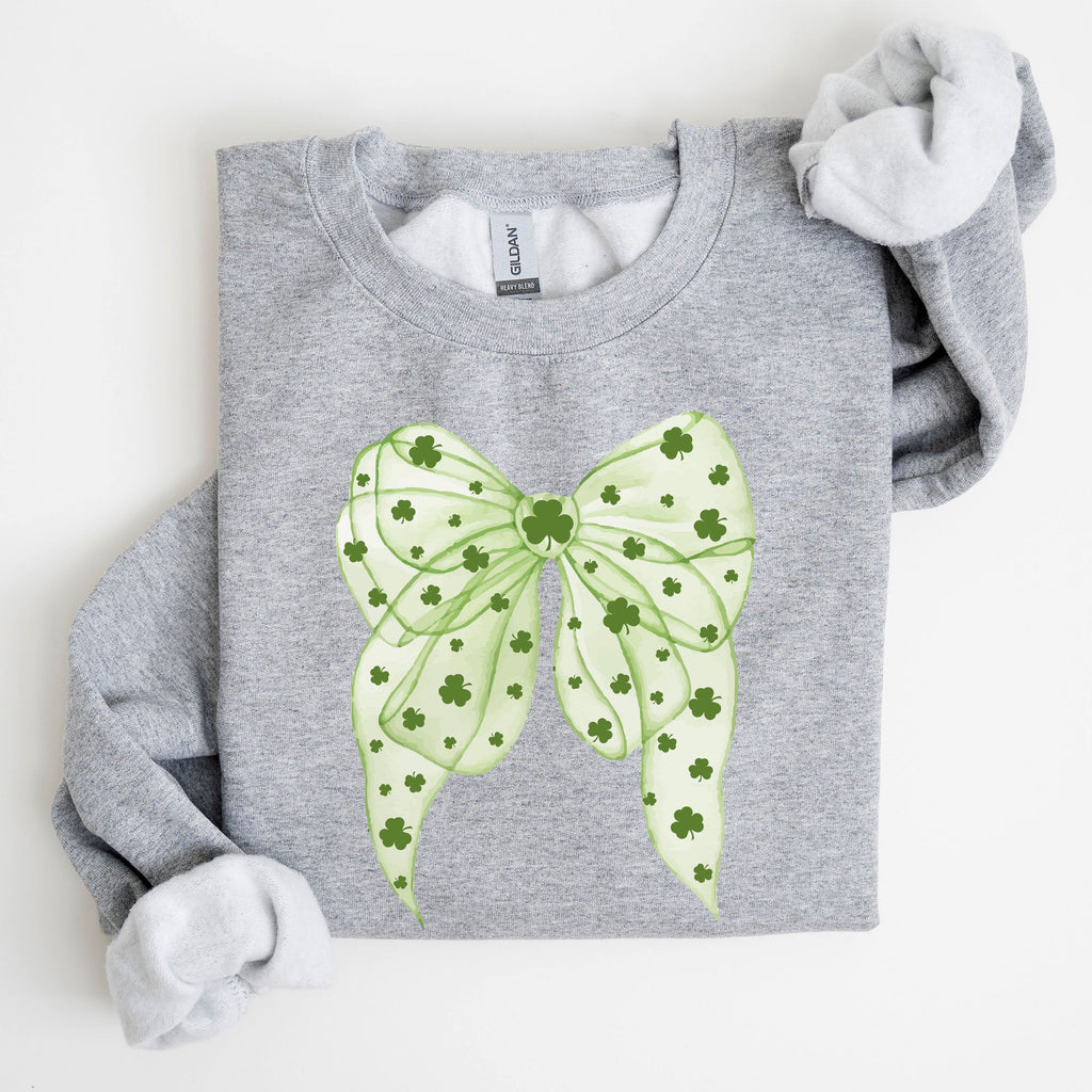 Green Coquette Bow Lucky Shamrock Irish Retro St Patrick's Day Celebration Sweatshirt