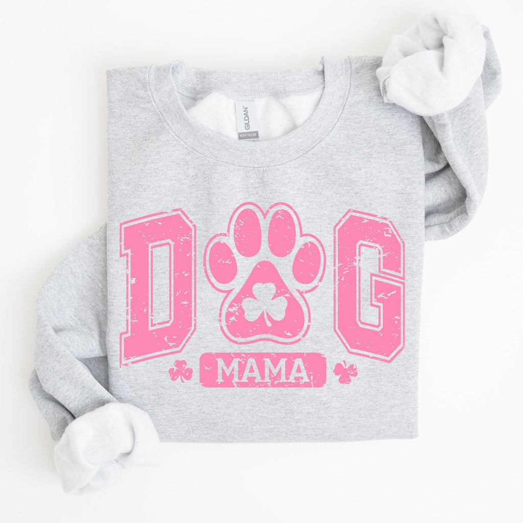 Dog Mama Lucky Shamrock Irish Retro St Patrick's Day Paw Print Charm Vintage Sweatshirt