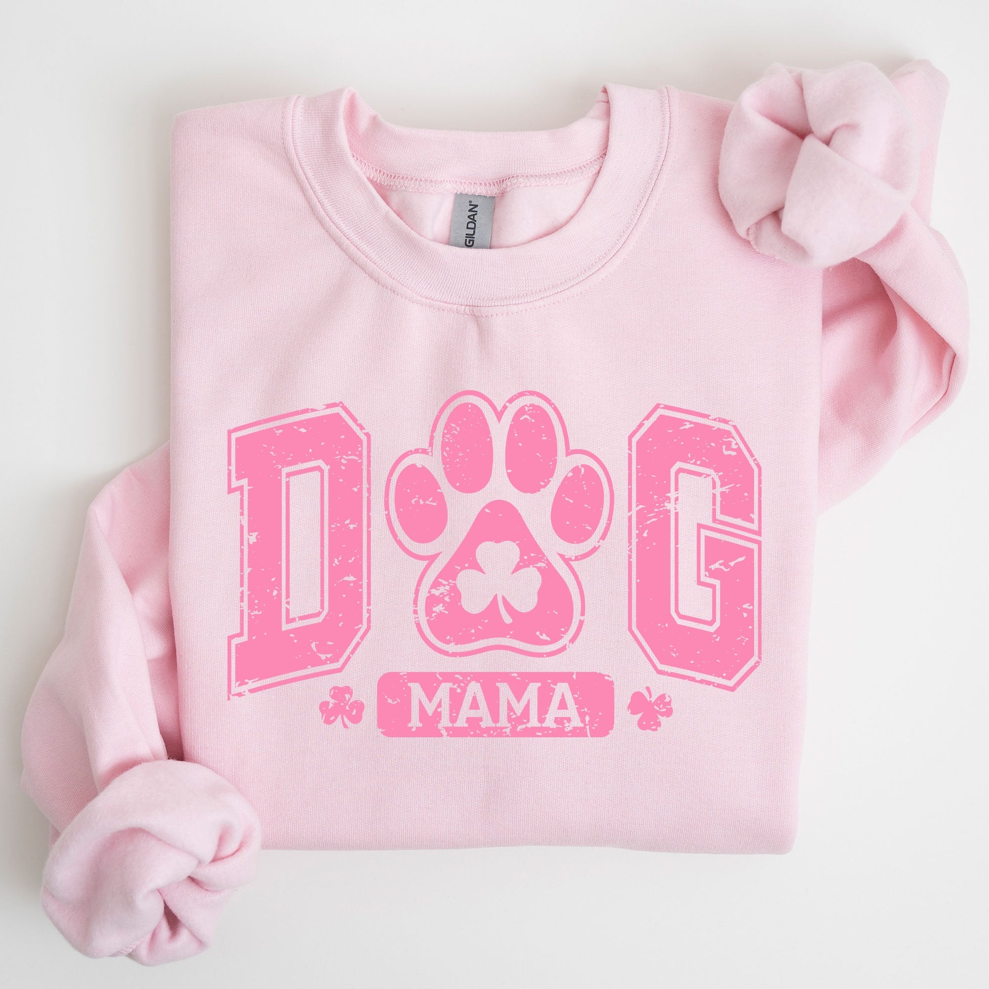 Dog Mama Lucky Shamrock Irish Retro St Patrick's Day Paw Print Charm Vintage Sweatshirt