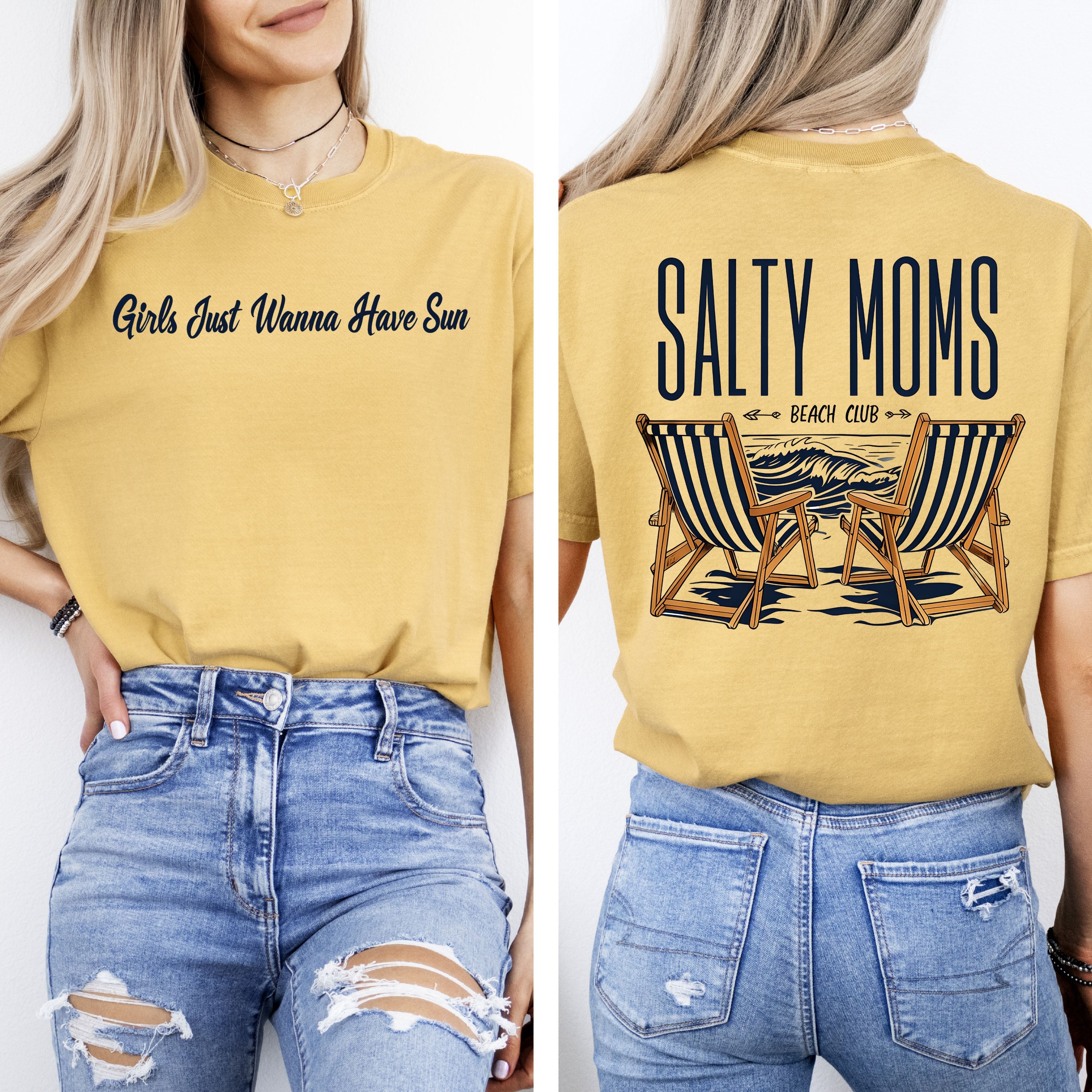 Salty Moms Beach Club Mother's Day Sun Summer Beach Vibes Sea Breeze Comfort Colors Tee