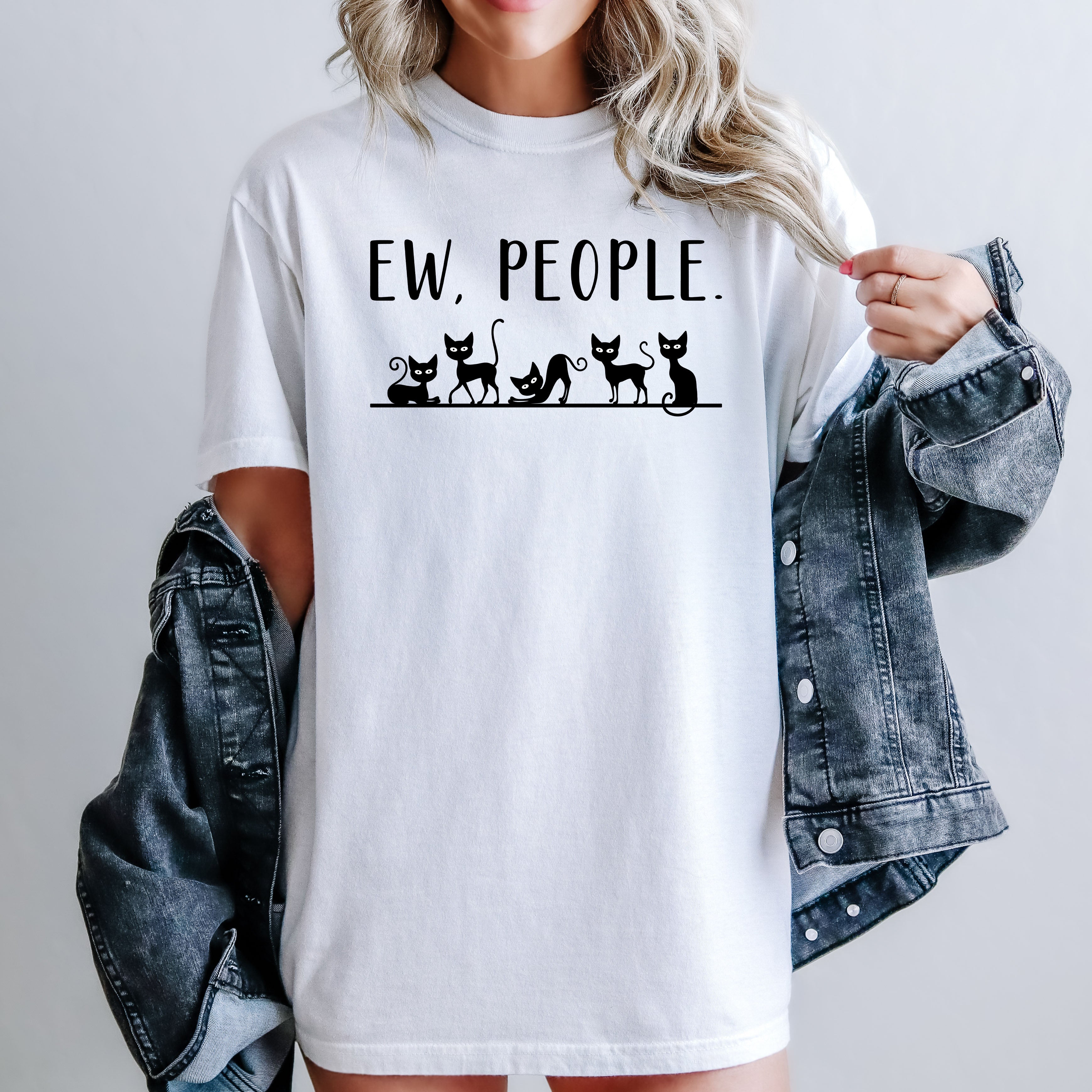 Ew People Sarcasm Cats Cat Lover Animal Lover Funny Sarcastic Comfort Colors Tee