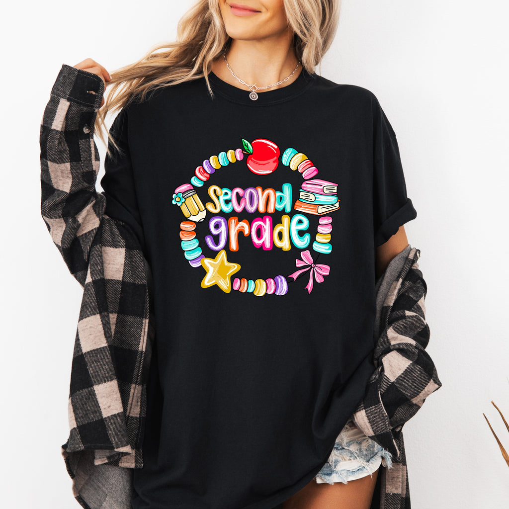 Second Grade Teacher Bow Back To School First Day Cute Teacher Appreciation Comfort Colors Tee