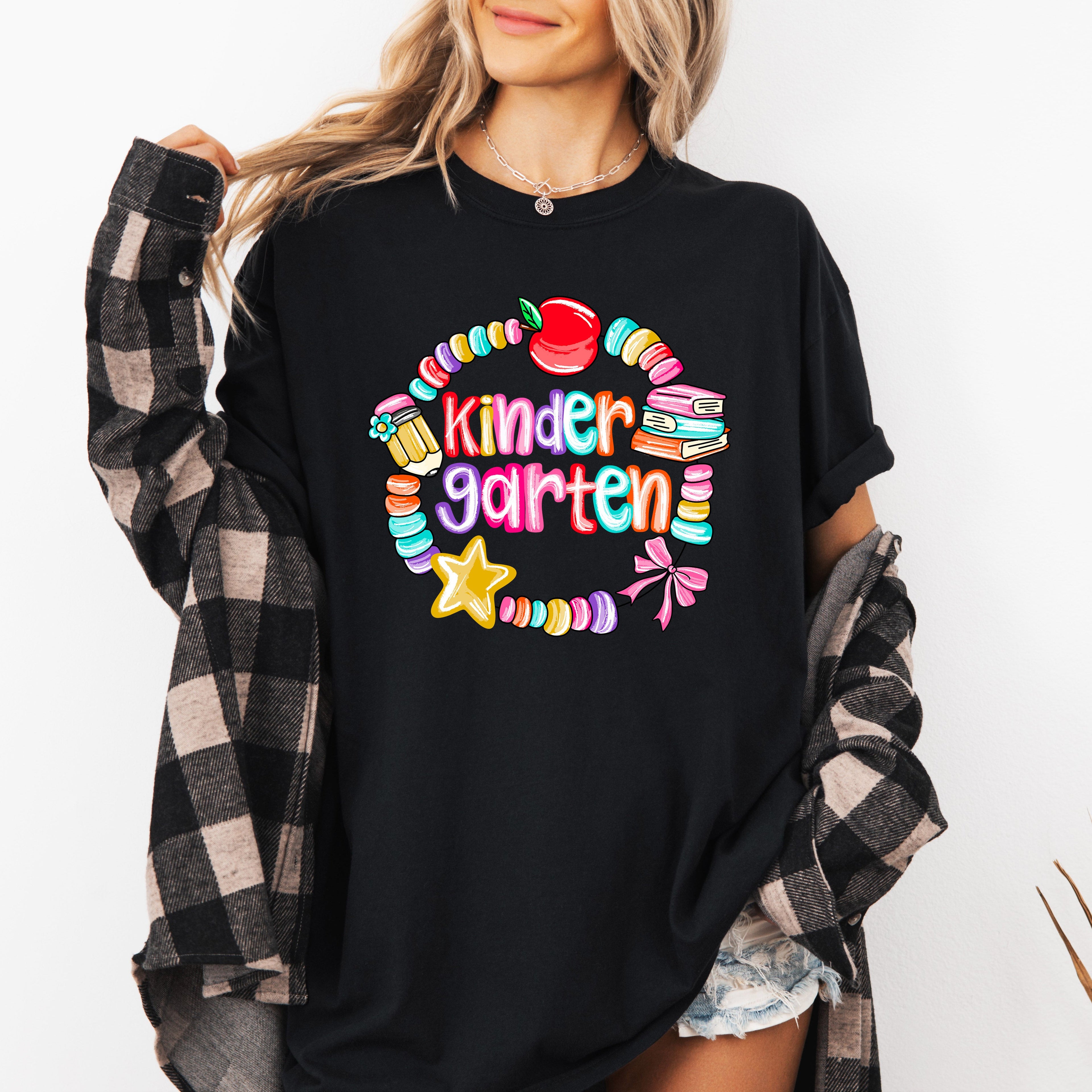 Kindergarten Teacher Bow Back To School First Day Of School Coquette Comfort Colors Tee
