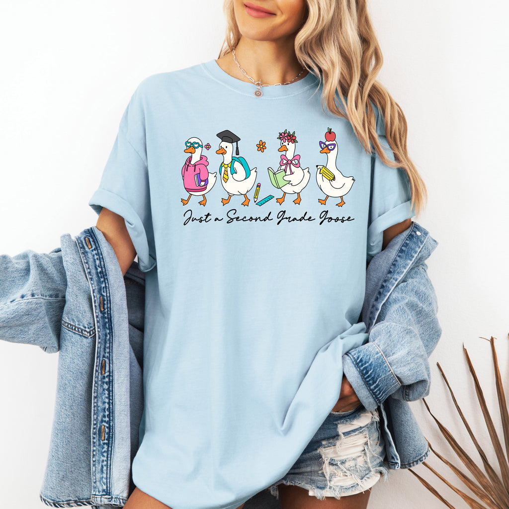 Just A Second Grade Goose Bow Design For Teachers First Day Back To School Comfort Colors Tee