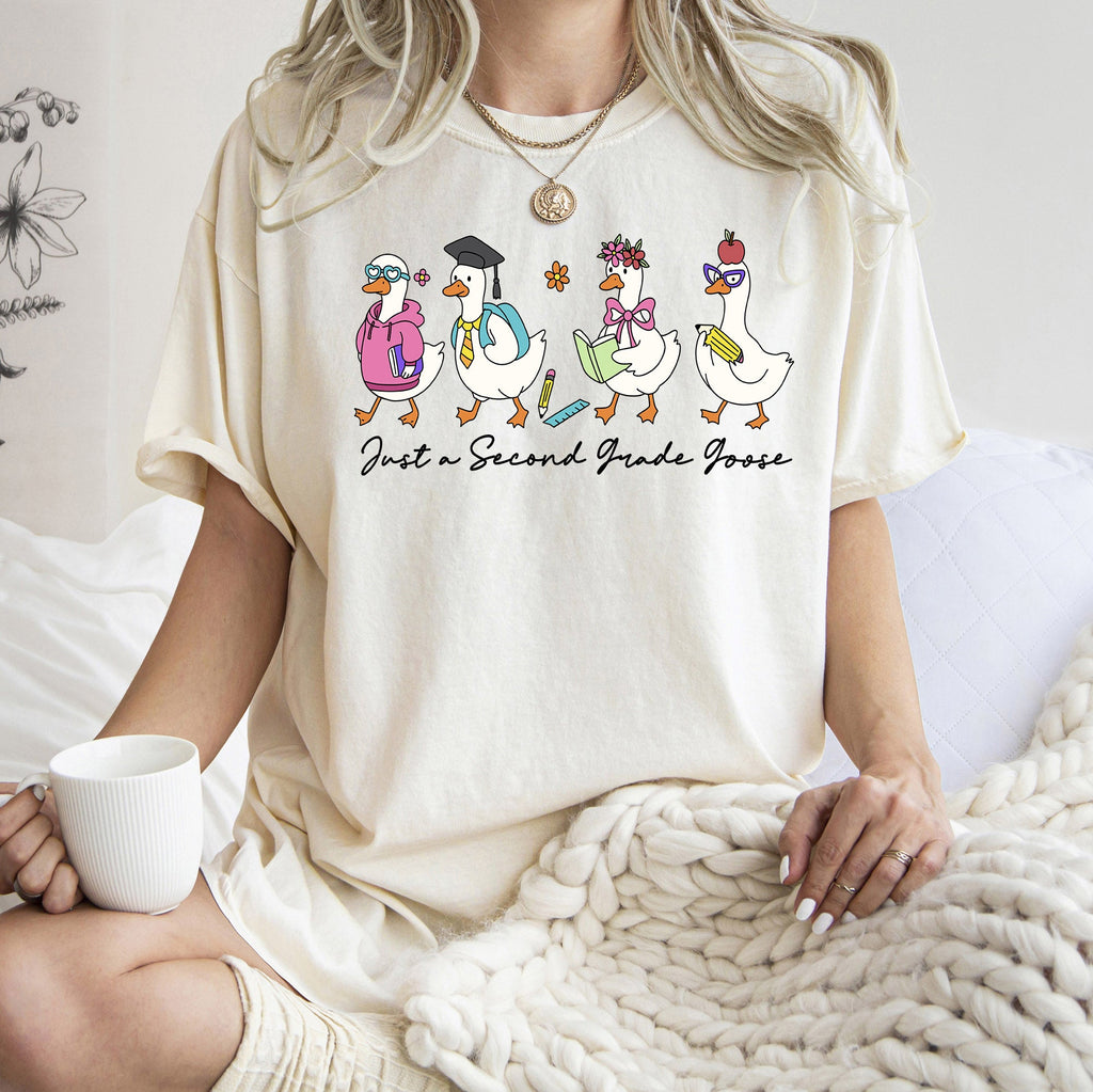 Just A Second Grade Goose Bow Design For Teachers First Day Back To School Comfort Colors Tee