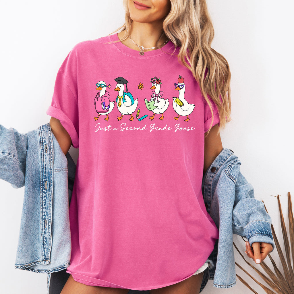 Just A Second Grade Goose Bow Design For Teachers First Day Back To School Comfort Colors Tee