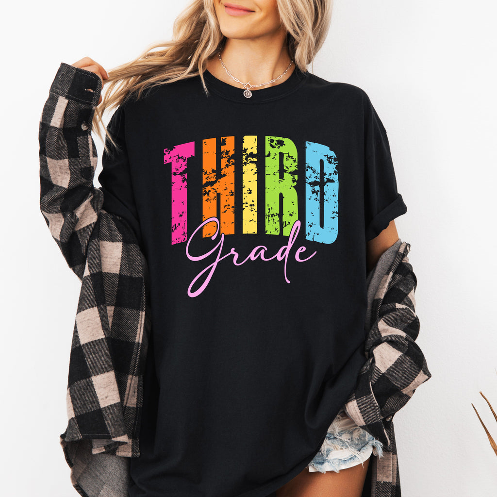 Third Grade Retro Teacher Back To School First Day Of School Cute Teacher Appreciation Comfort Colors Tee
