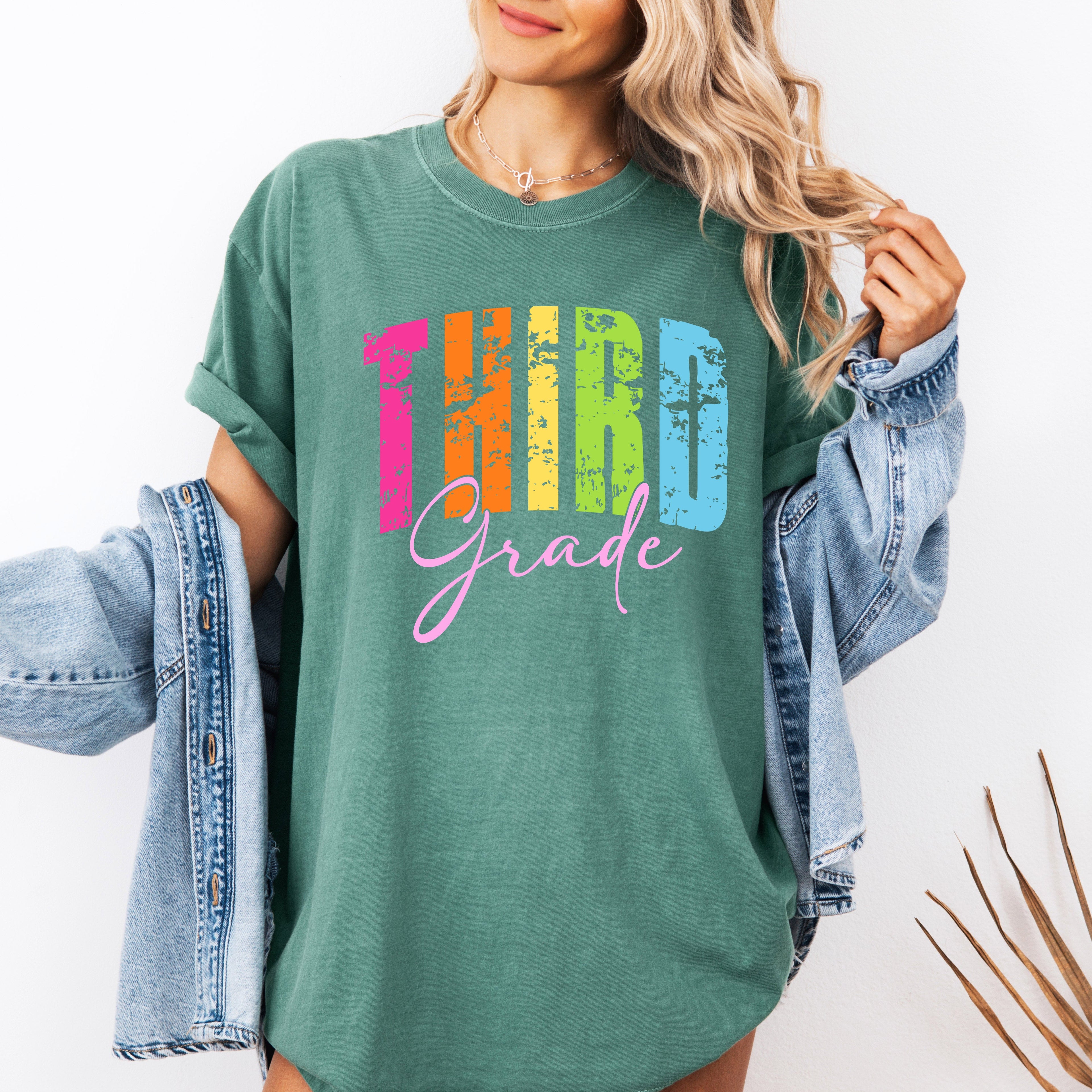 Third Grade Retro Teacher Back To School First Day Of School Cute Teacher Appreciation Comfort Colors Tee