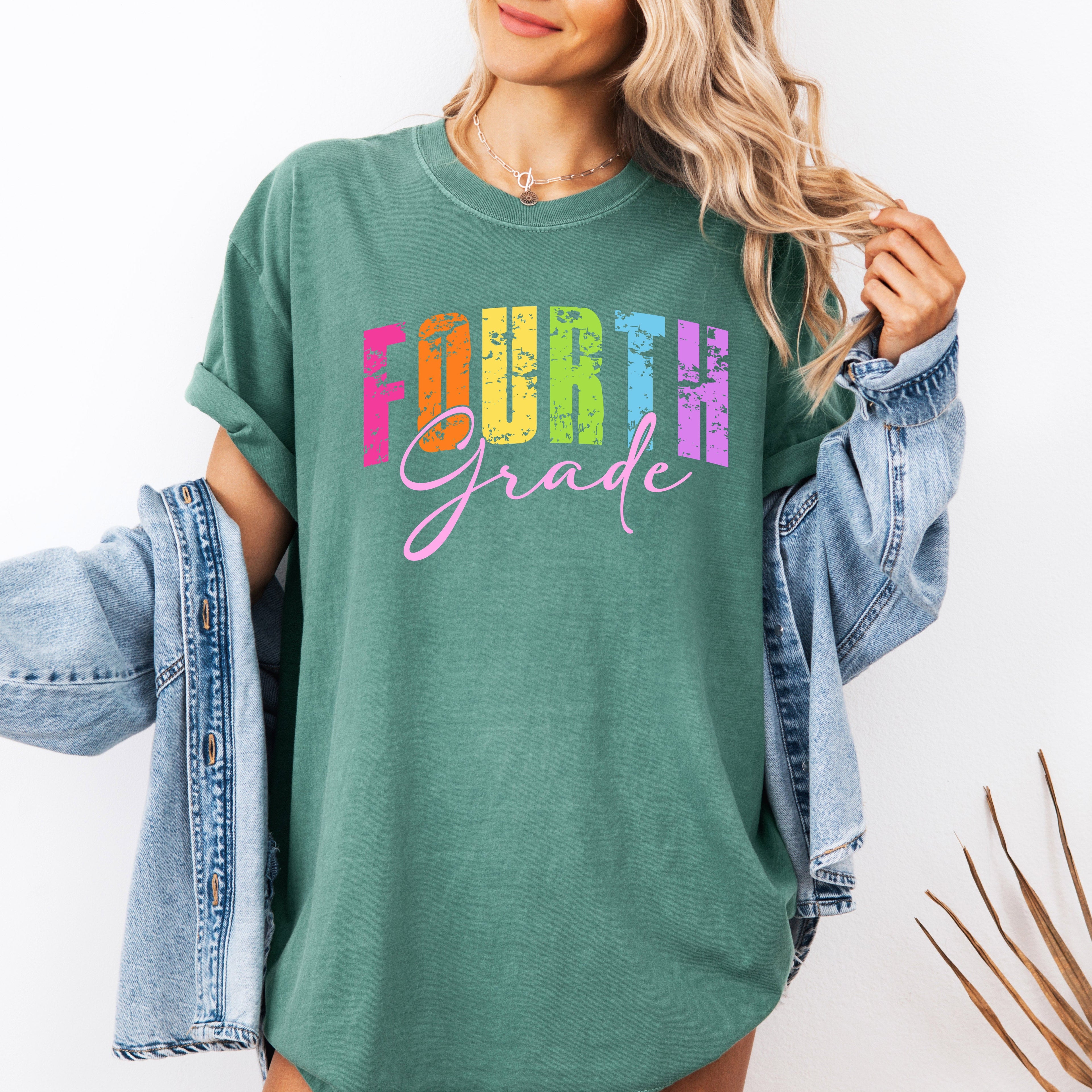 Fourth Grade Retro Teacher Back To School First Day Of School Cute Teacher Appreciation Coquette Comfort Colors Tee